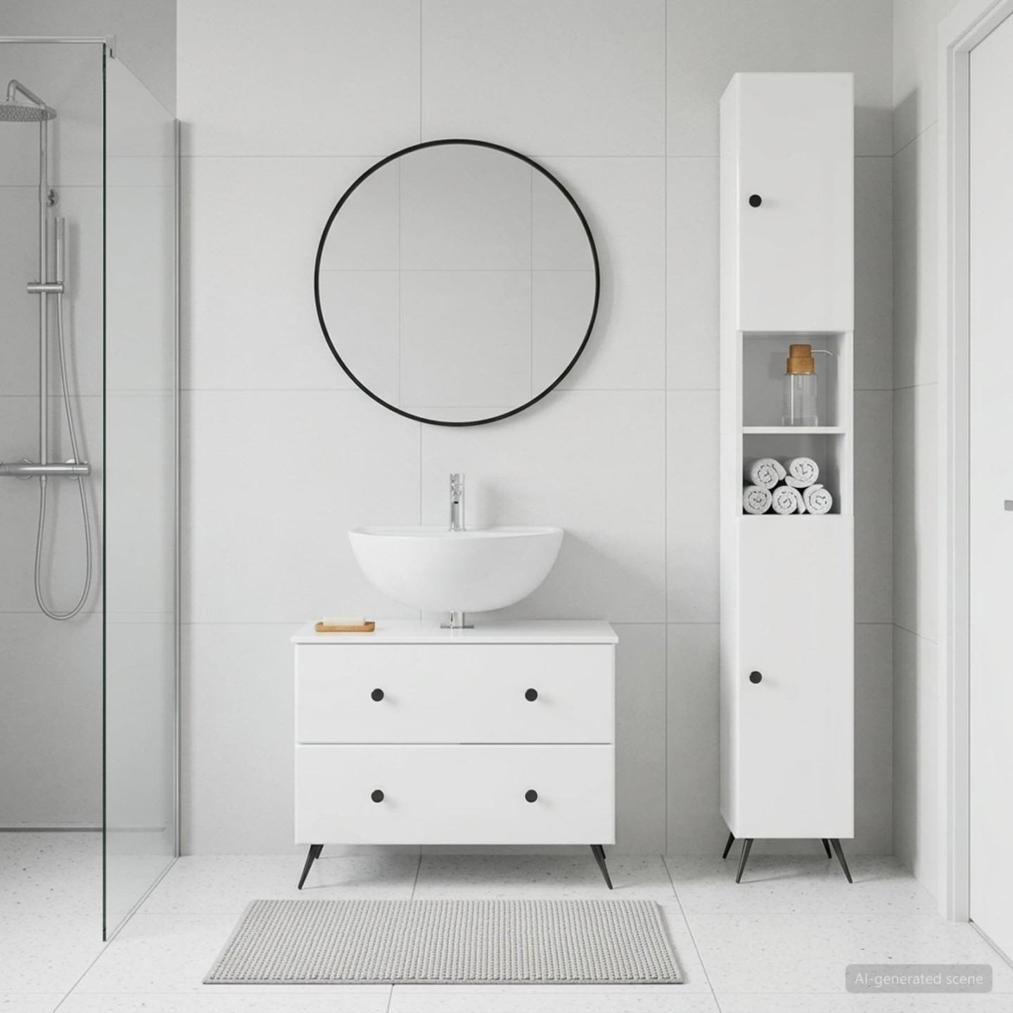 Ensemble de 2 meubles de salle de bain BREDA Blanc brillant