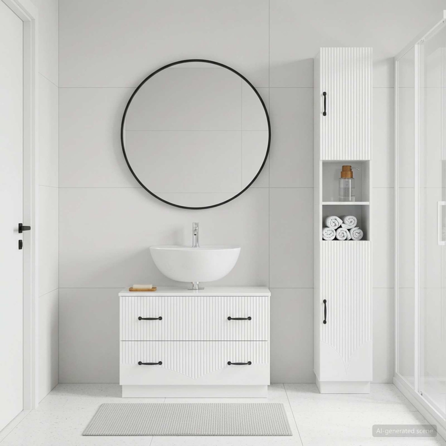 Ensemble de 2 meubles de salle de bain HOORN Blanc brillant