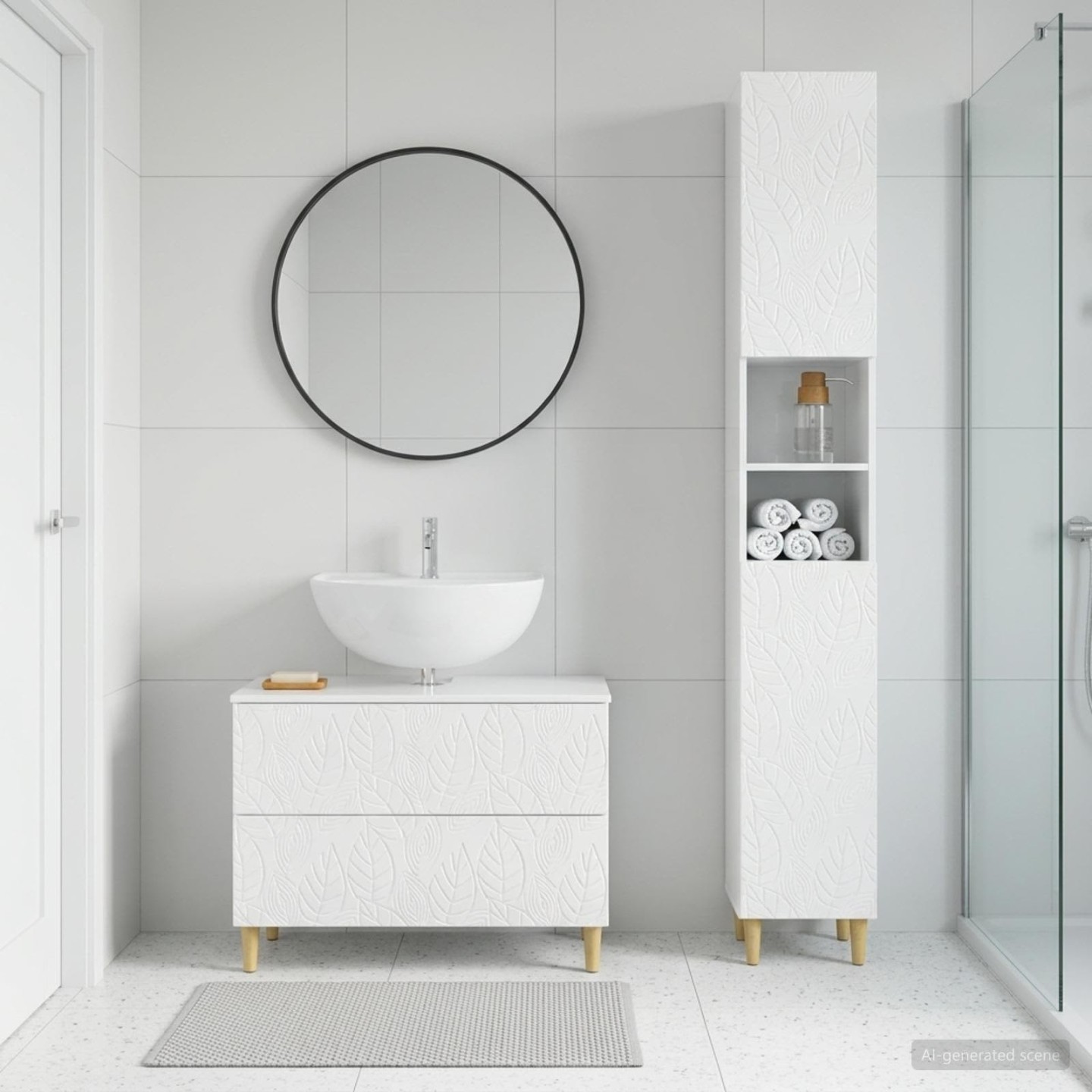 Ensemble de 2 meubles de salle de bain DELFT Blanc brillant