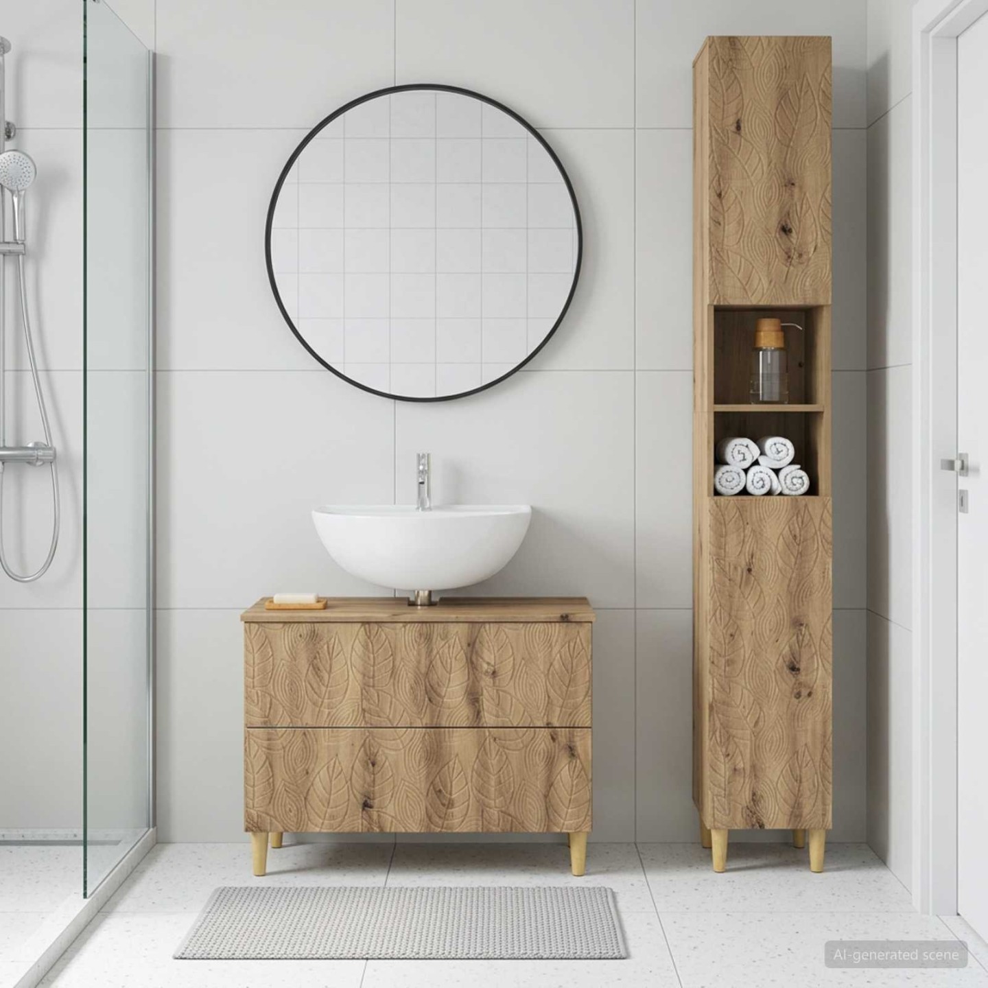 Ensemble de 2 meubles de salle de bain DELFT Chêne artisanal