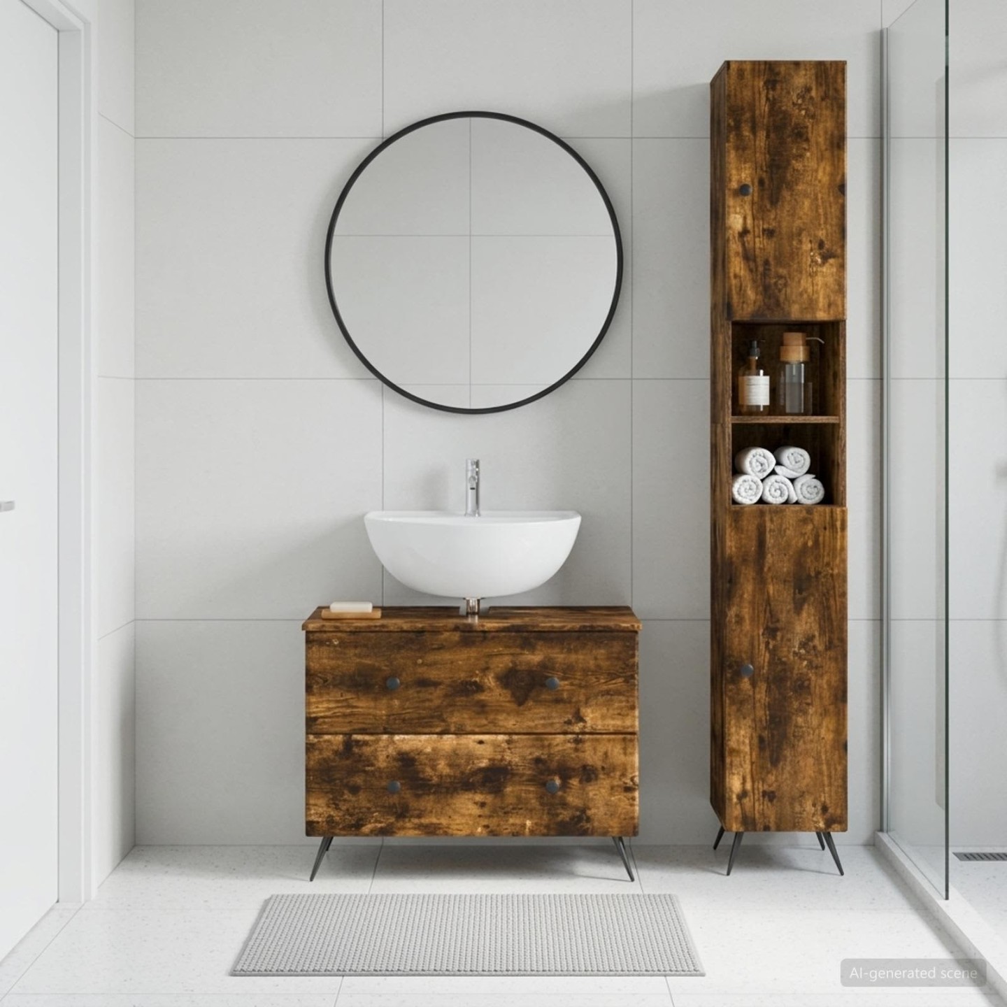 Ensemble de 2 meubles de salle de bain BREDA Chêne fumé
