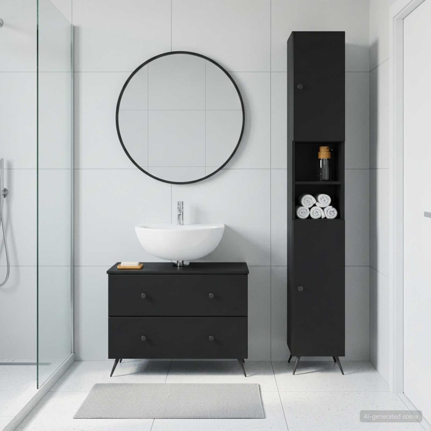 Ensemble de 2 meubles de salle de bain BREDA Noir