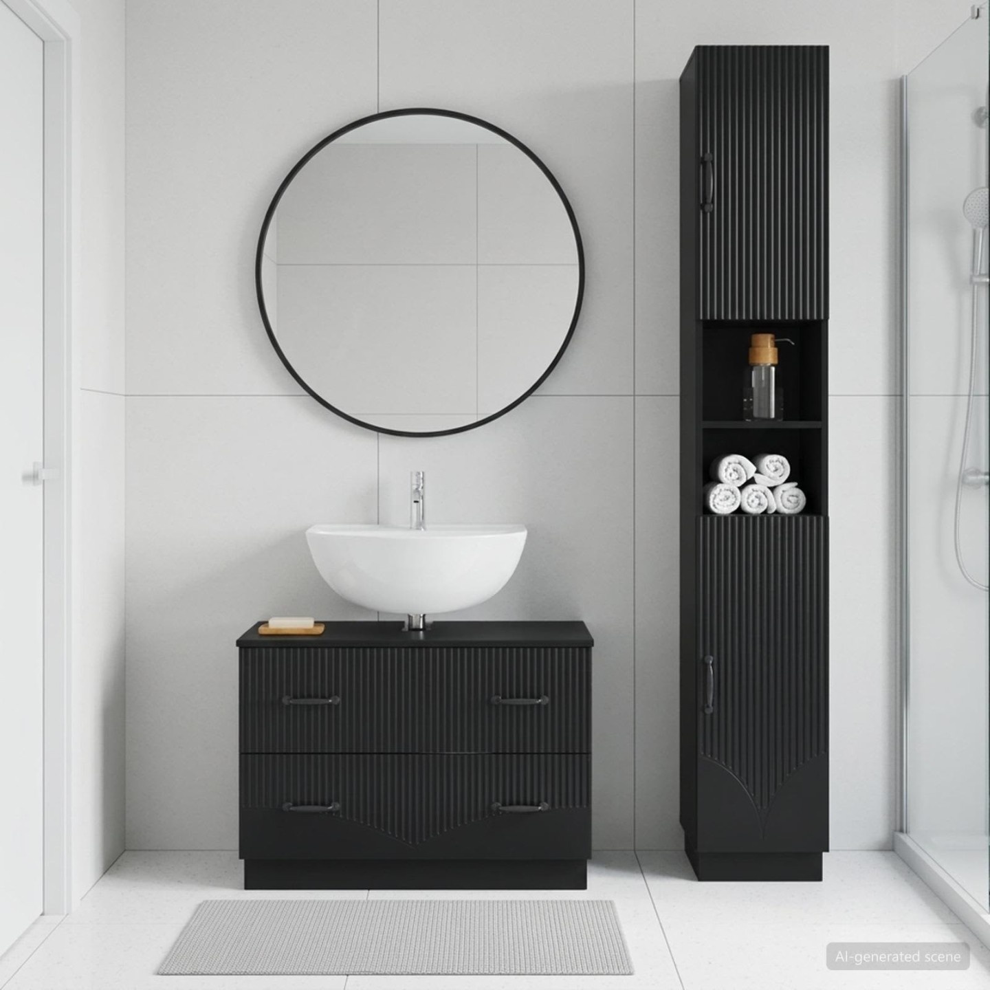 Ensemble de 2 meubles de salle de bain HOORN Noir