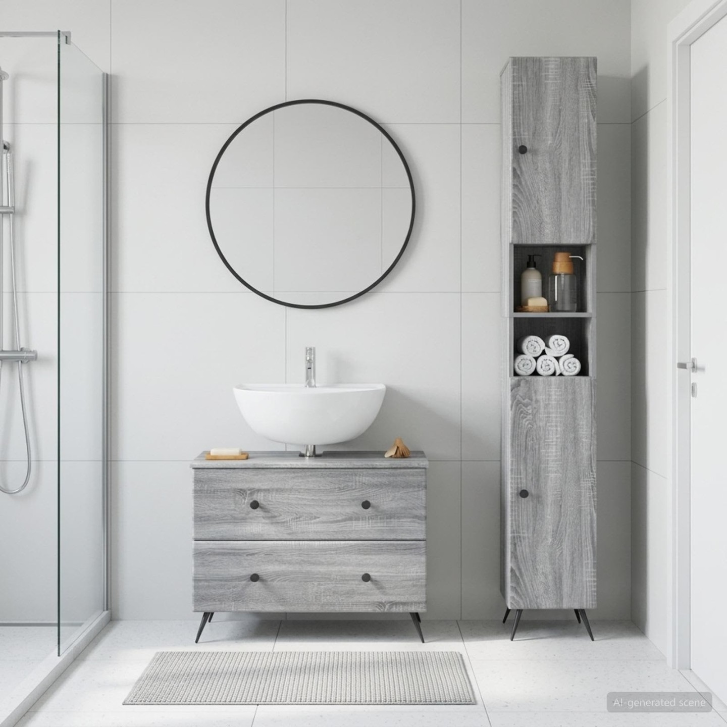 Ensemble de 2 meubles de salle de bain BREDA Sonoma gris