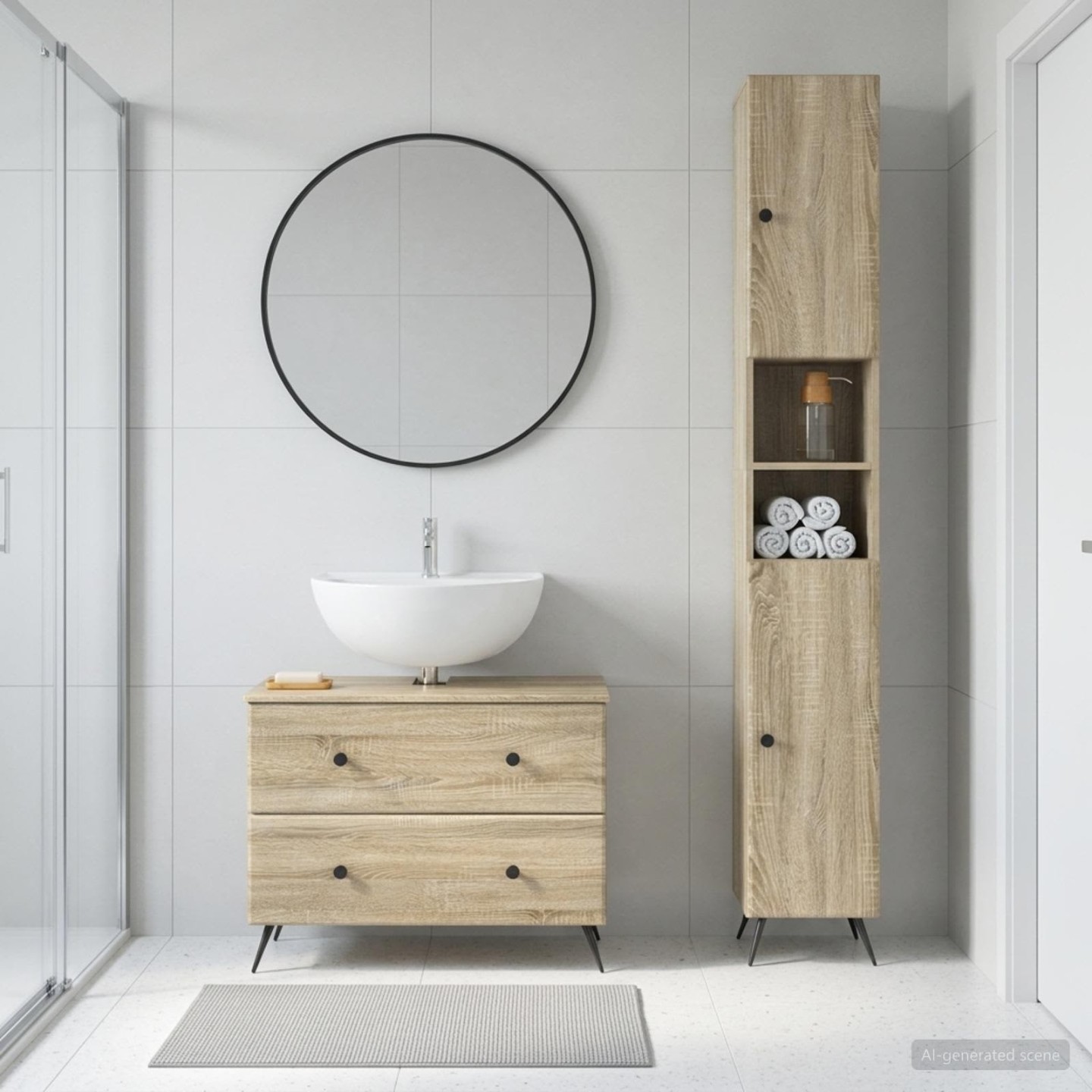 Ensemble de 2 meubles de salle de bain BREDA Chêne Sonoma