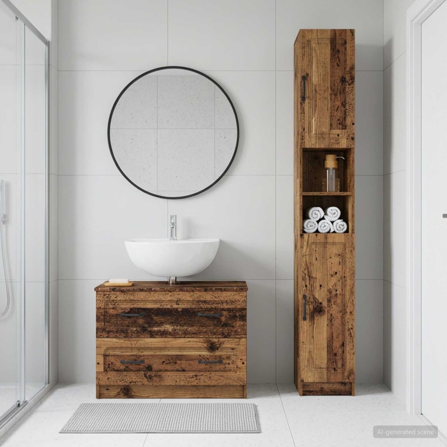 Ensemble de 2 meubles de salle de bain UTRECHT Bois ancien