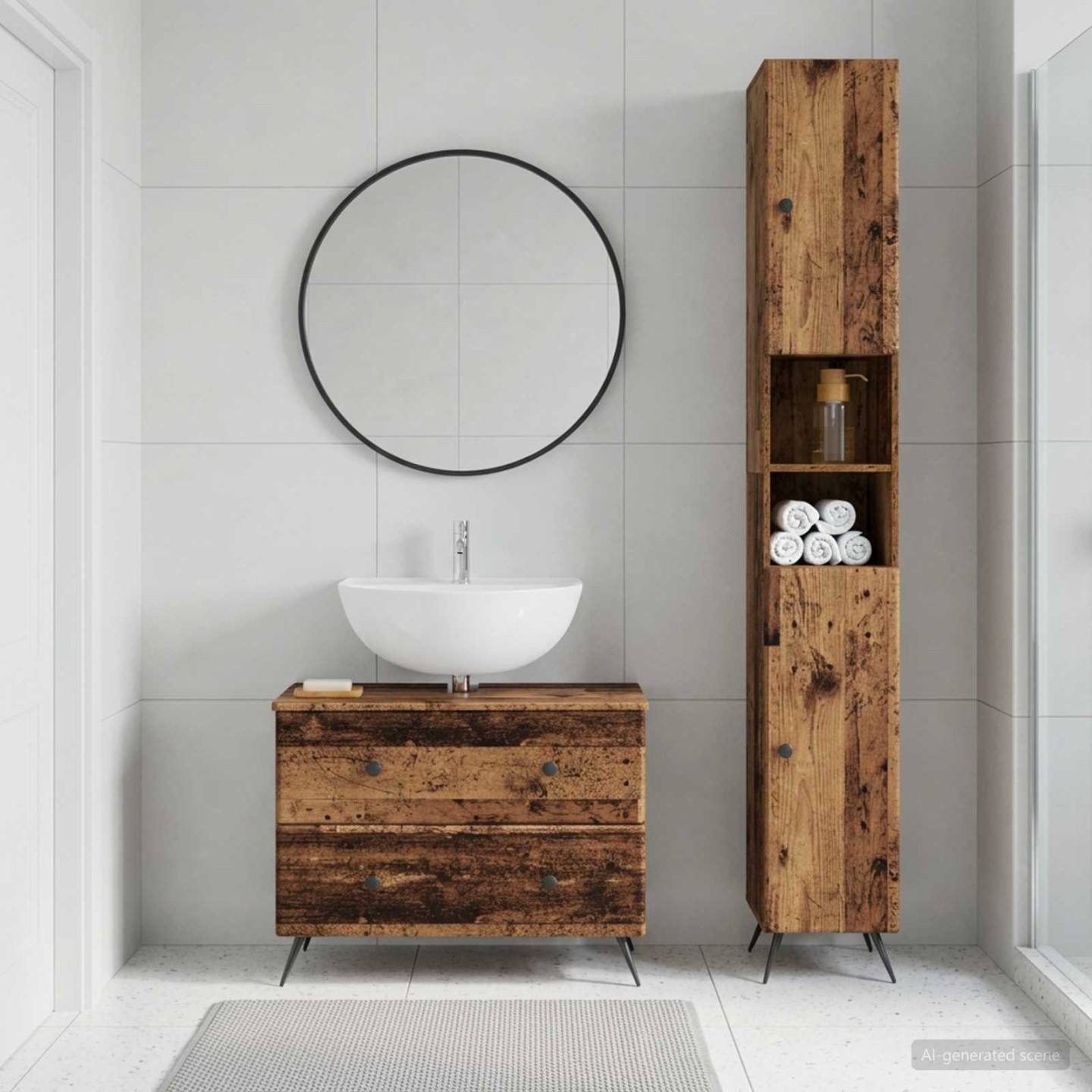 Ensemble de 2 meubles de salle de bain BREDA Bois ancien