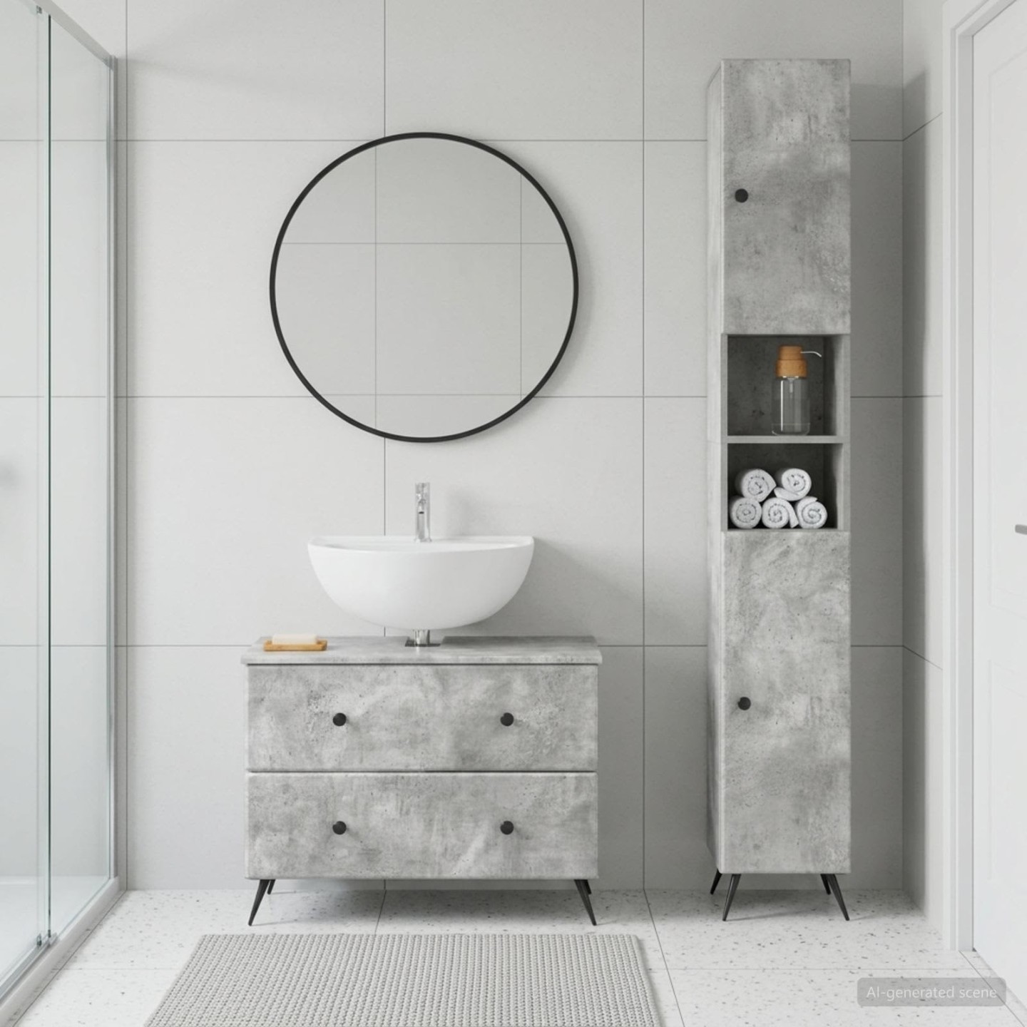 Ensemble de 2 meubles de salle de bain BREDA Gris béton