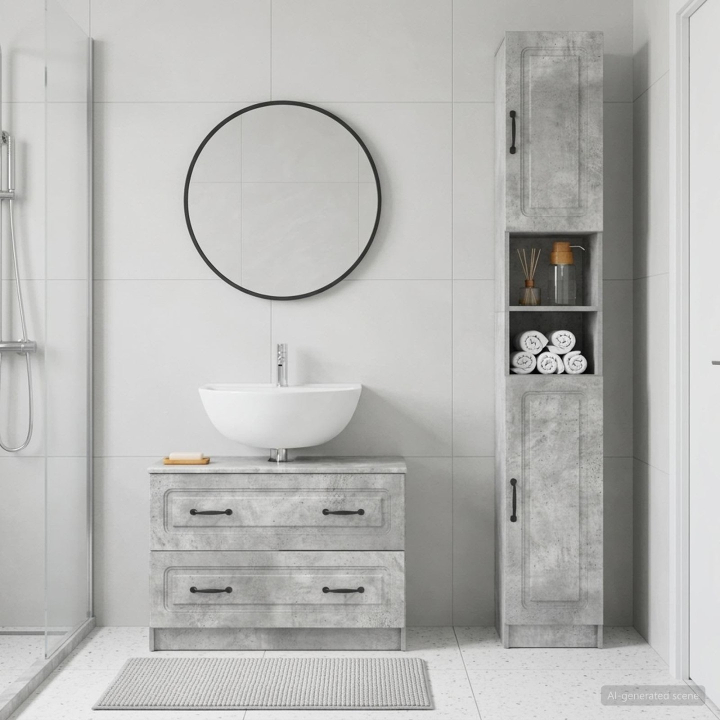 Ensemble de 2 meubles de salle de bain UTRECHT Gris béton