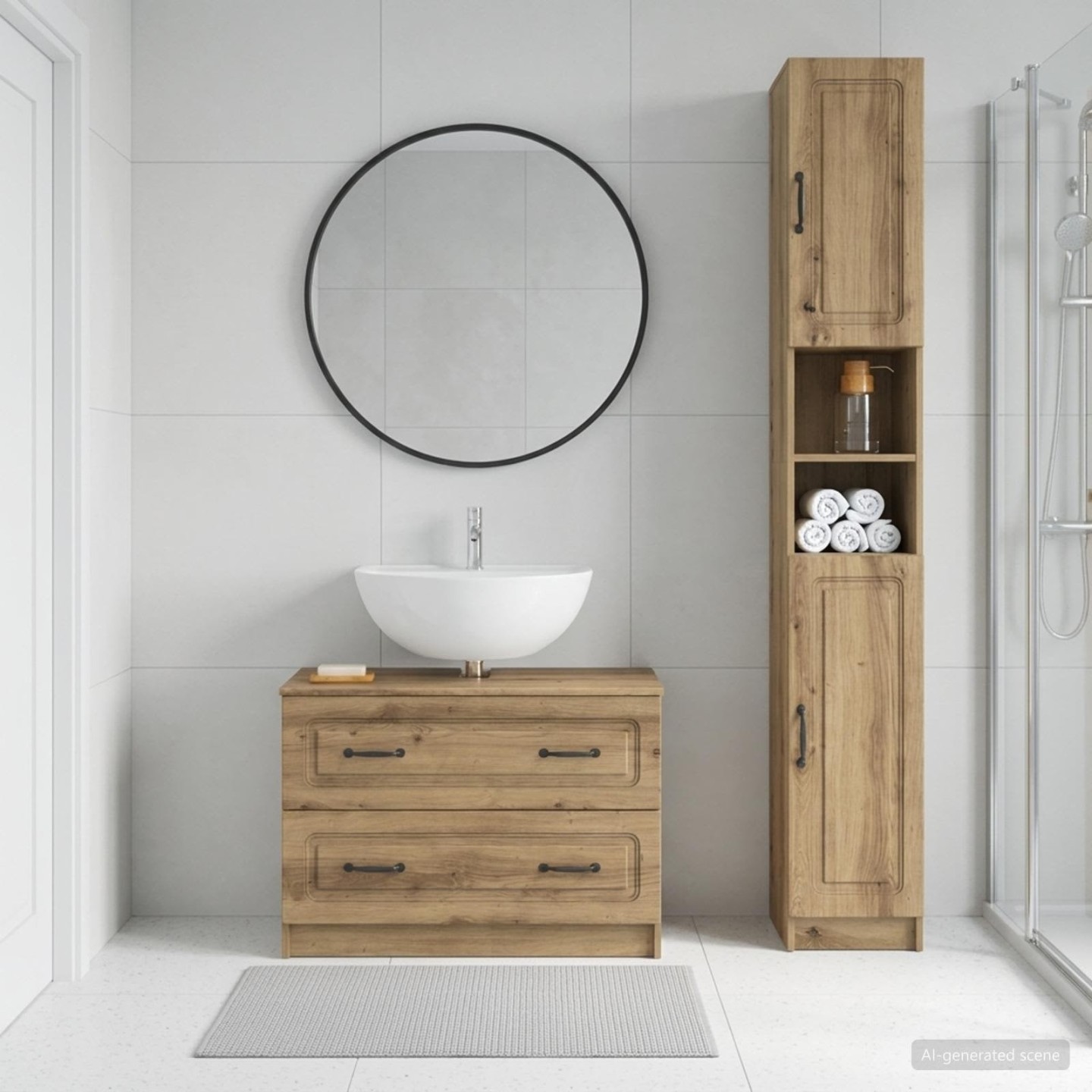 Ensemble de 2 meubles de salle de bain UTRECHT Chêne artisanal