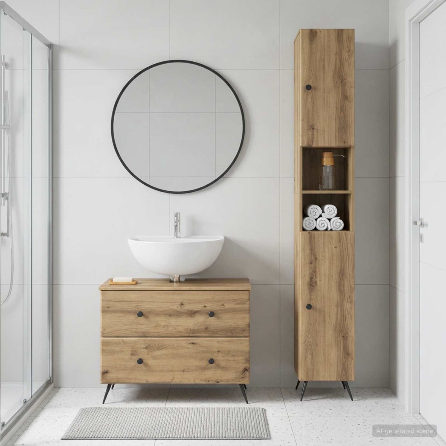 Ensemble de 2 meubles de salle de bain BREDA Chêne artisanal