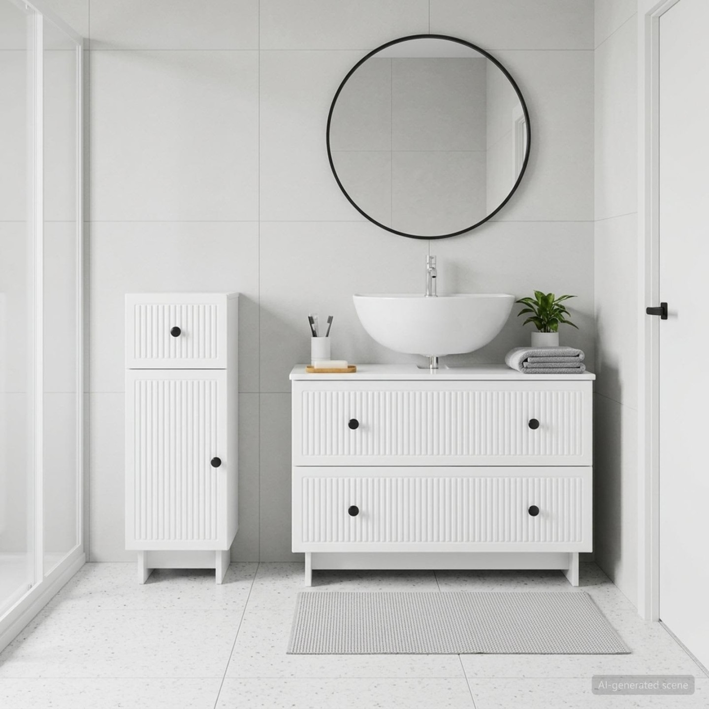 Ensemble de 2 meubles de salle de bain EDE Blanc brillant