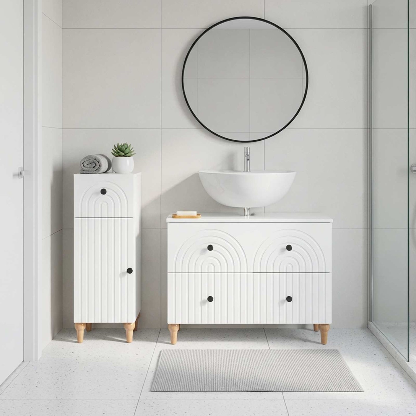 Ensemble de 2 meubles de salle de bain ALKMAAR Blanc brillant