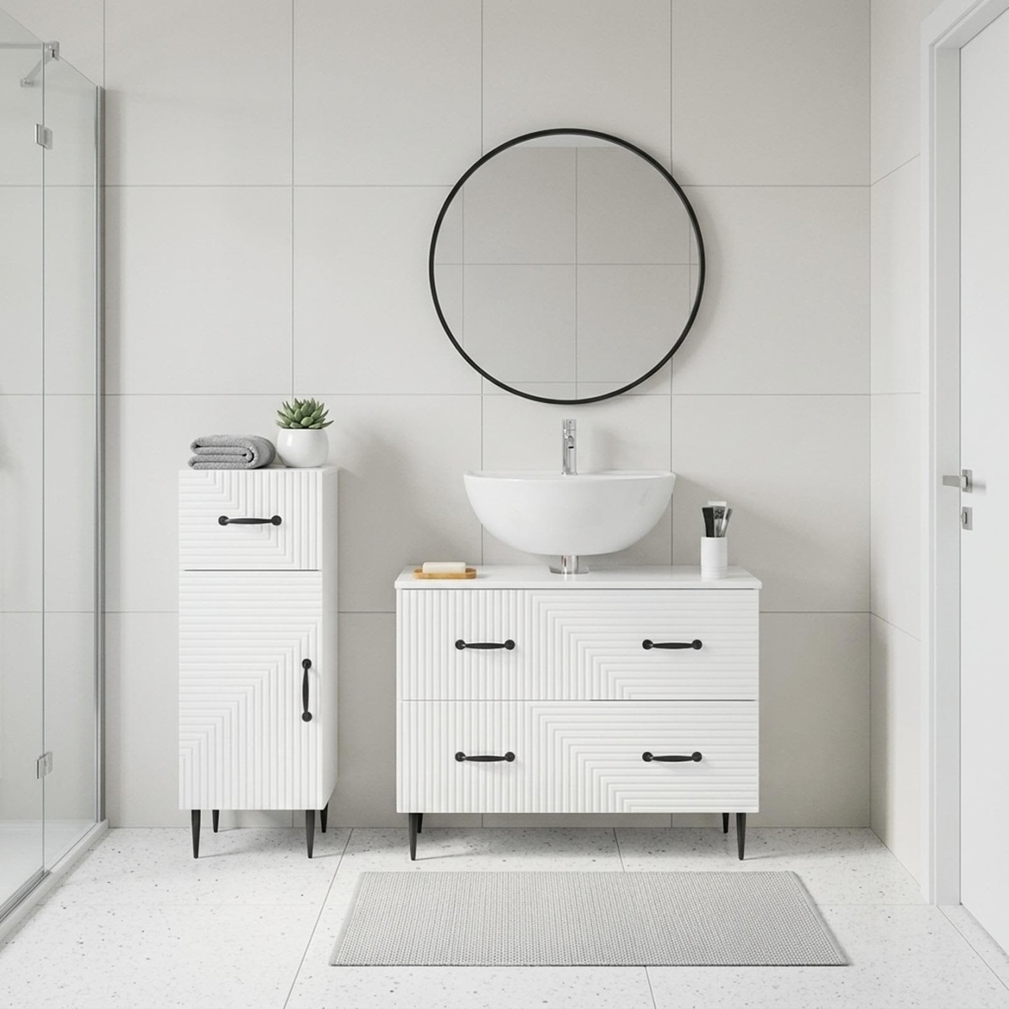 Ensemble de 2 meubles de salle de bain HAARLEM Blanc brillant