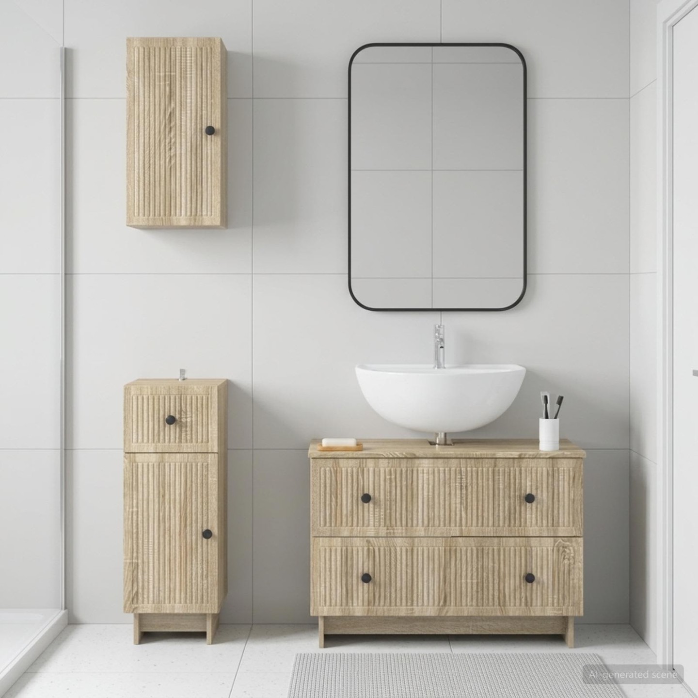 Ensemble de meuble de salle de bain 3 pièces EDE Chêne Sonoma