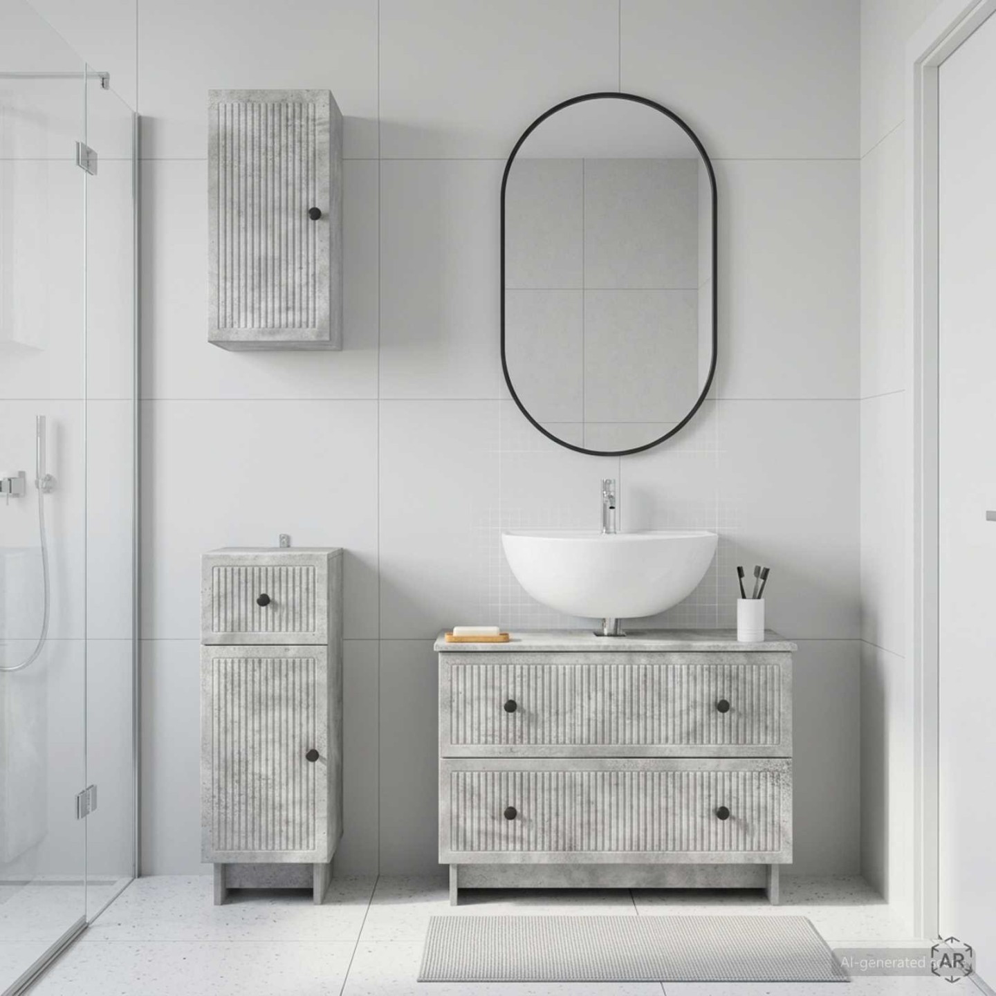 Ensemble de meuble de salle de bain 3 pièces EDE Gris béton