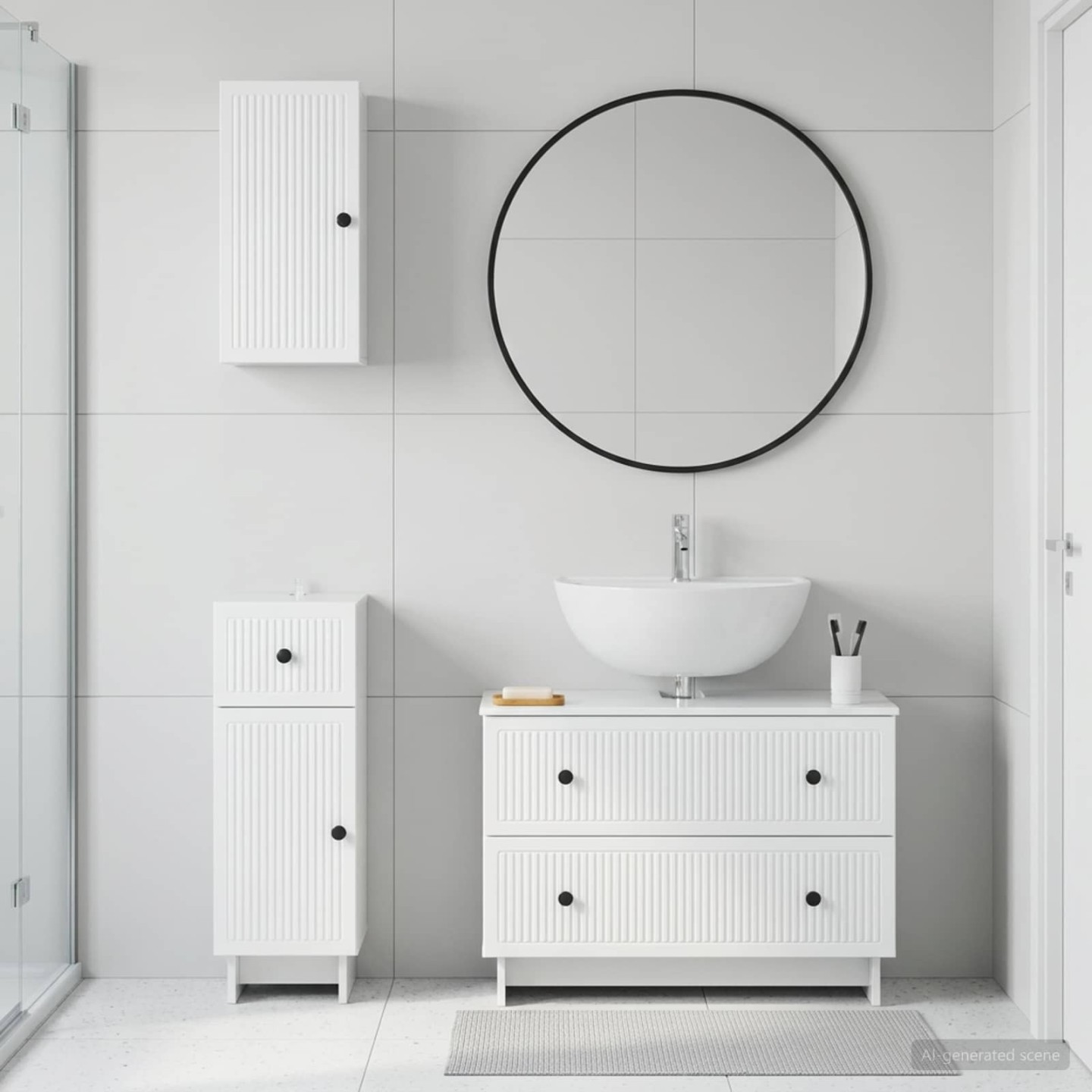 Ensemble de meuble de salle de bain 3 pièces EDE Blanc brillant
