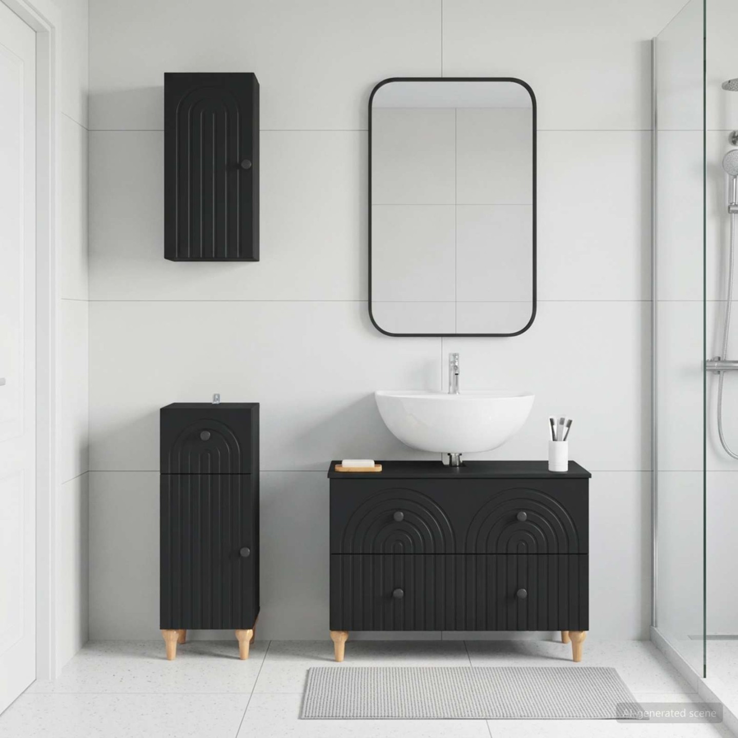 Ensemble de meuble de salle de bain 3 pièces ALKMAAR Noir