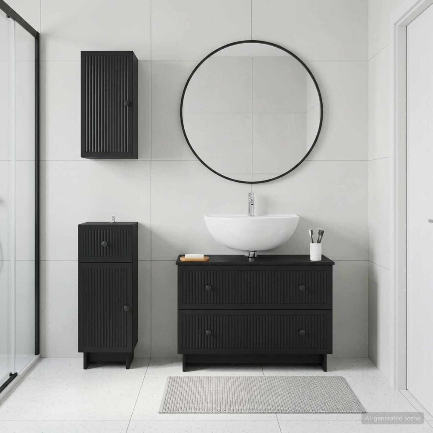 Ensemble de meuble de salle de bain 3 pièces EDE Noir