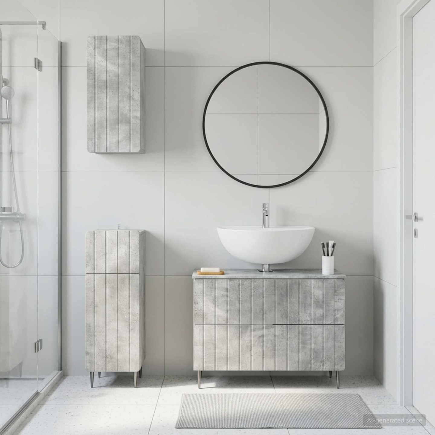 Ensemble de meuble de salle de bain 3 pièces ZWOLLE Gris béton