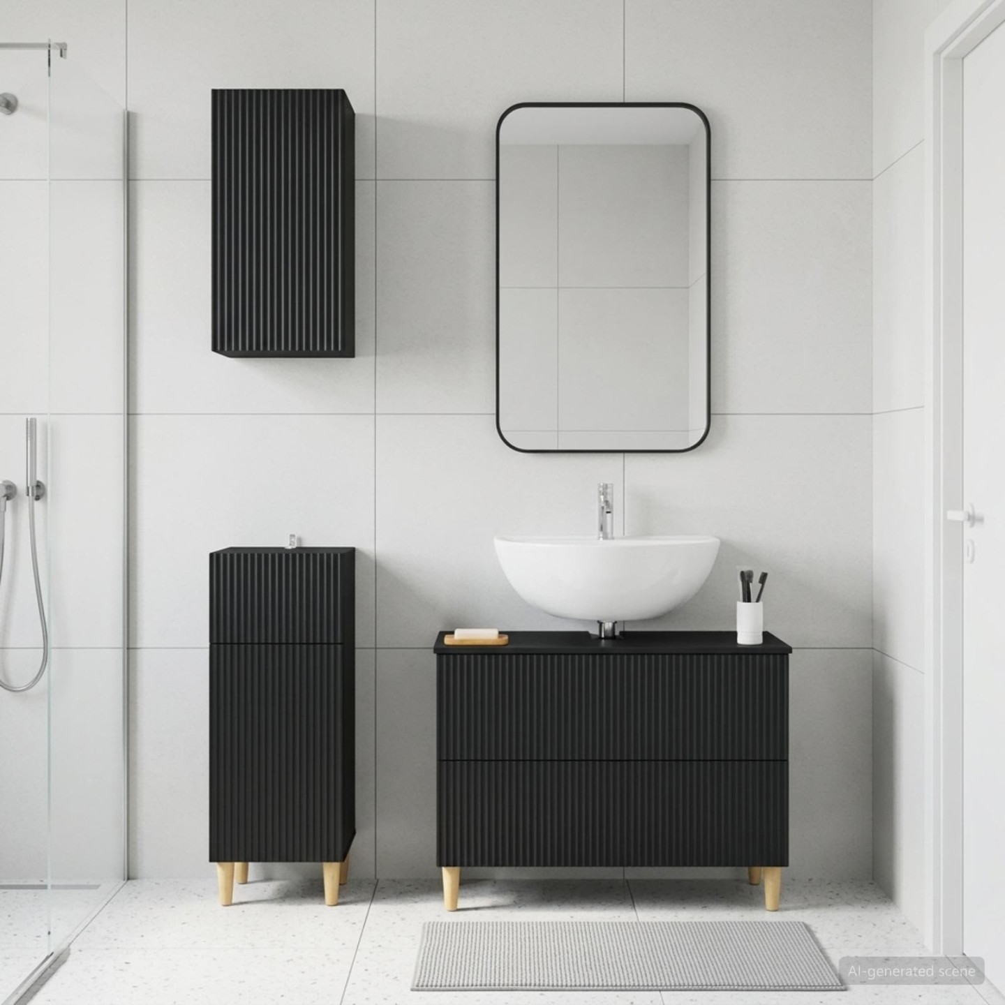 Ensemble de meuble de salle de bain 3 pièces ARNHEM Noir