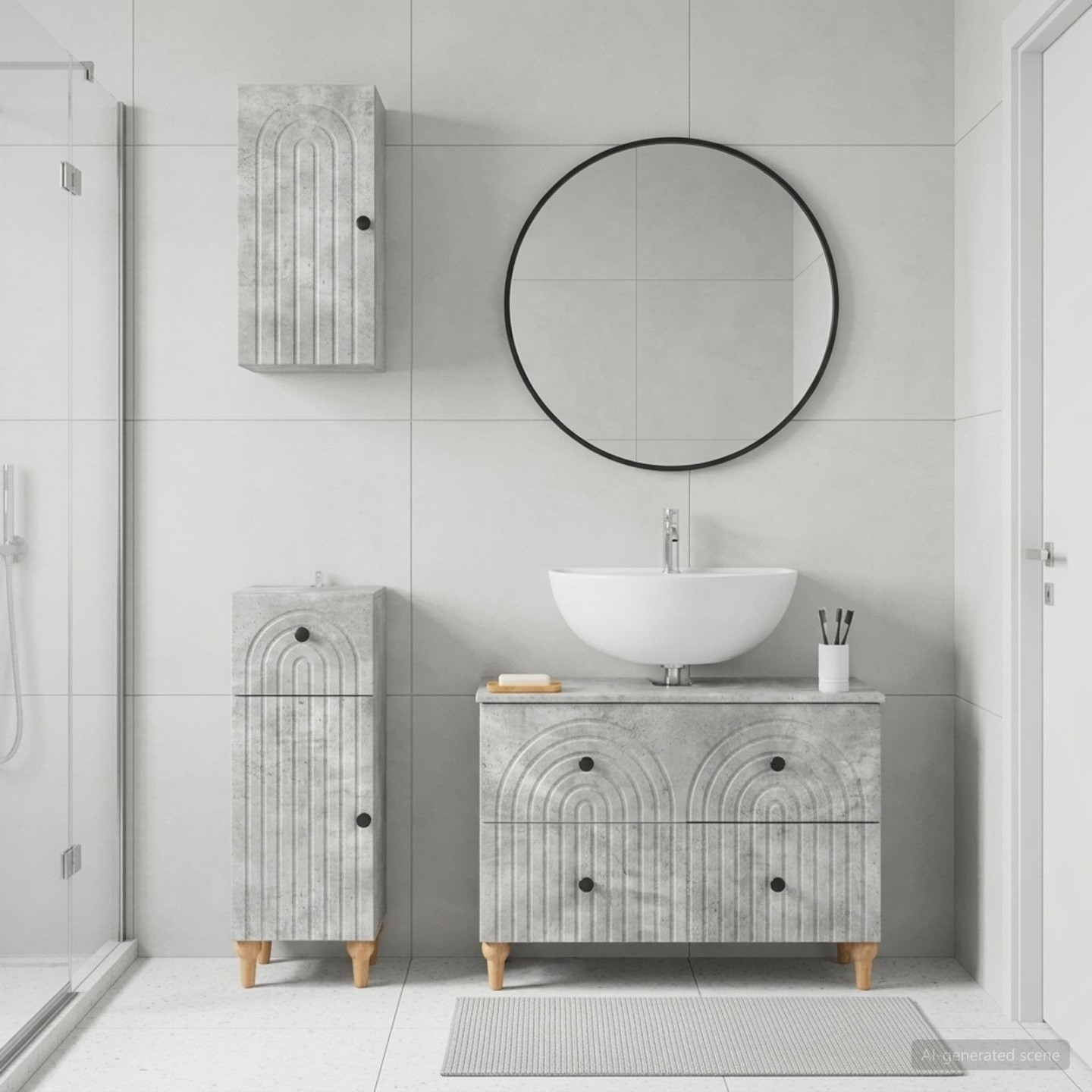 Ensemble de meuble de salle de bain 3 pièces ALKMAAR Gris béton