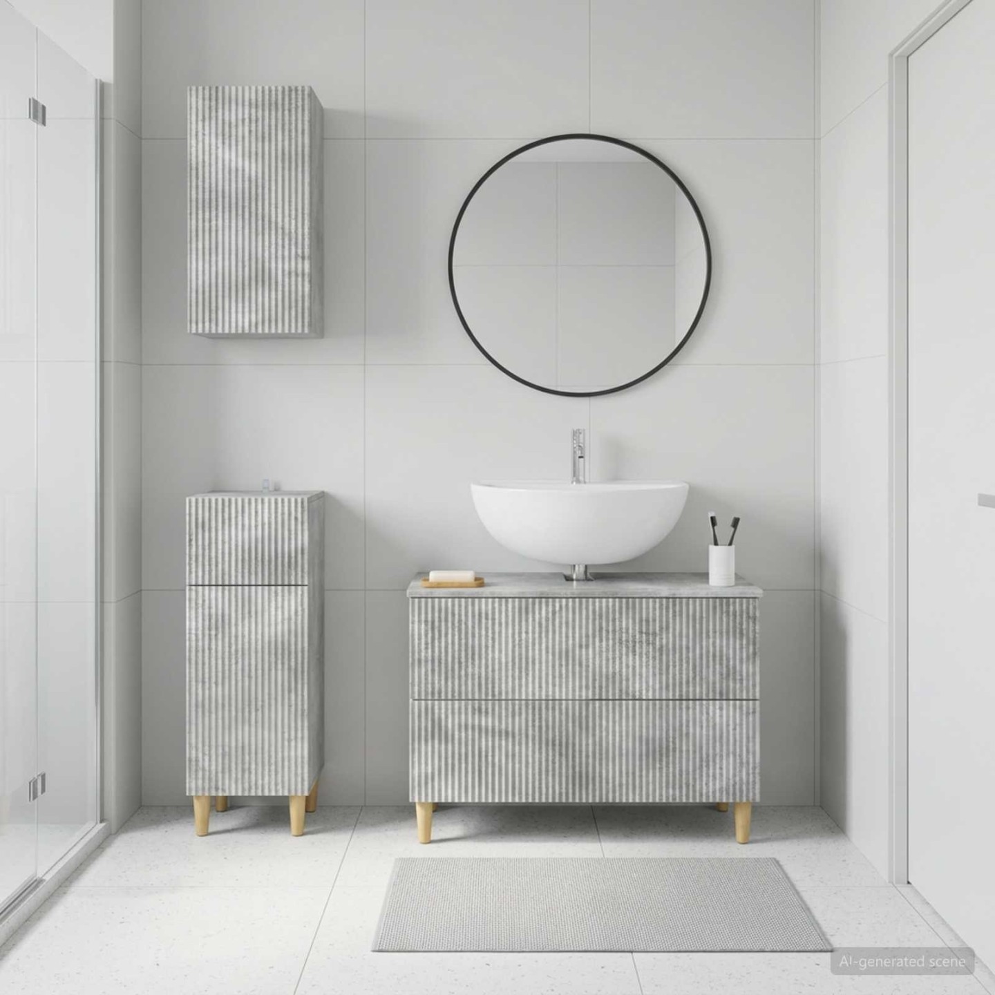 Ensemble de meuble de salle de bain 3 pièces ARNHEM Gris béton