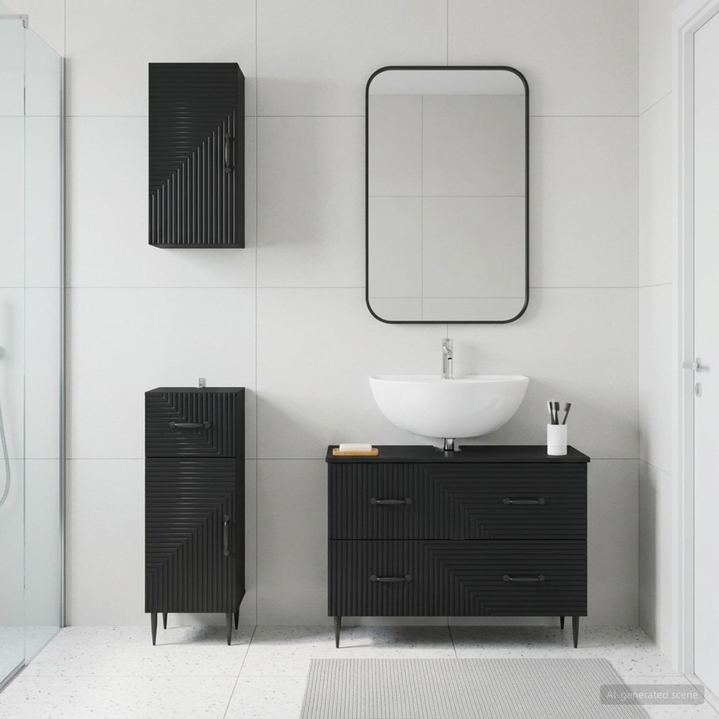 Ensemble de meuble de salle de bain 3 pièces HAARLEM Noir