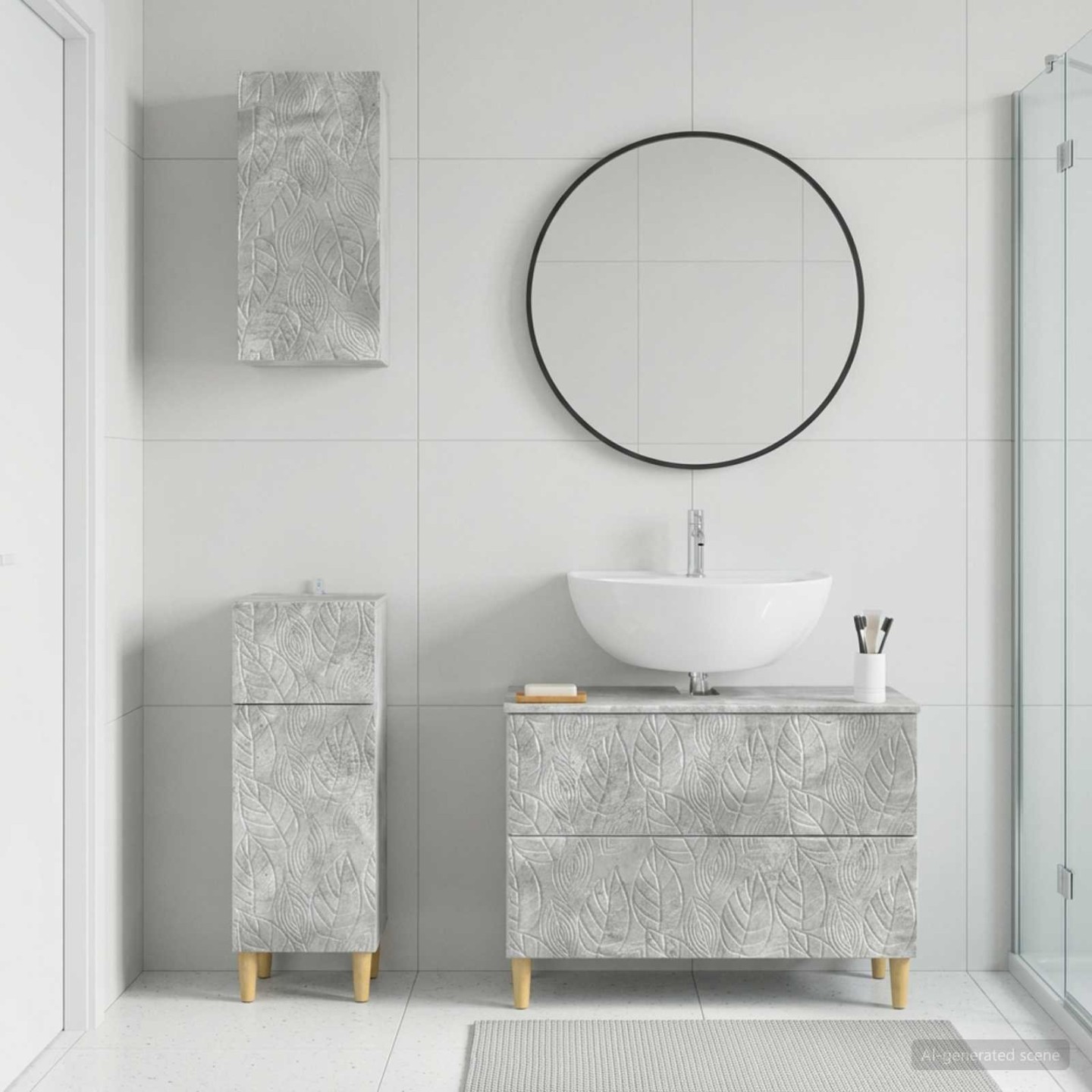Ensemble de meuble de salle de bain 3 pièces DELFT Gris béton