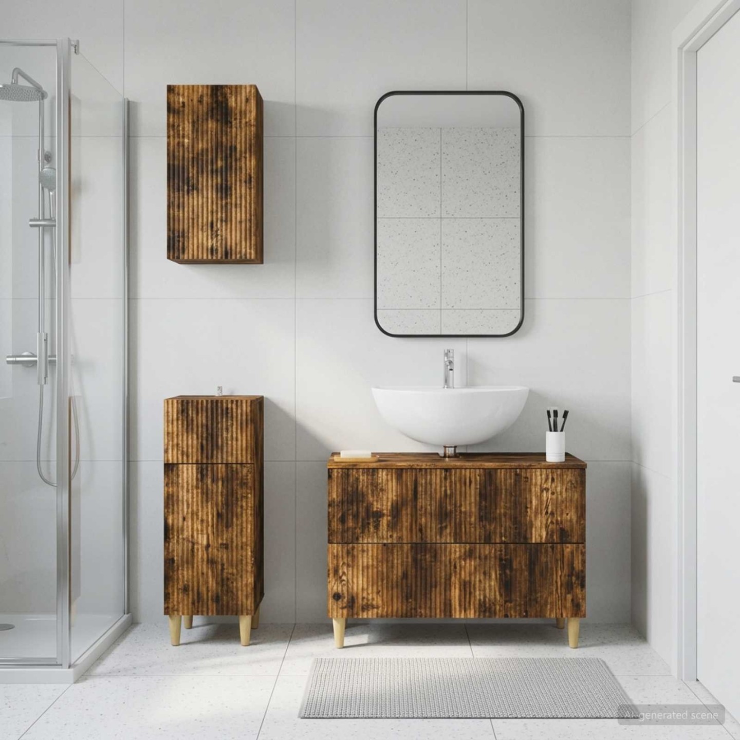 Ensemble de meuble de salle de bain 3 pièces ARNHEM Chêne fumé