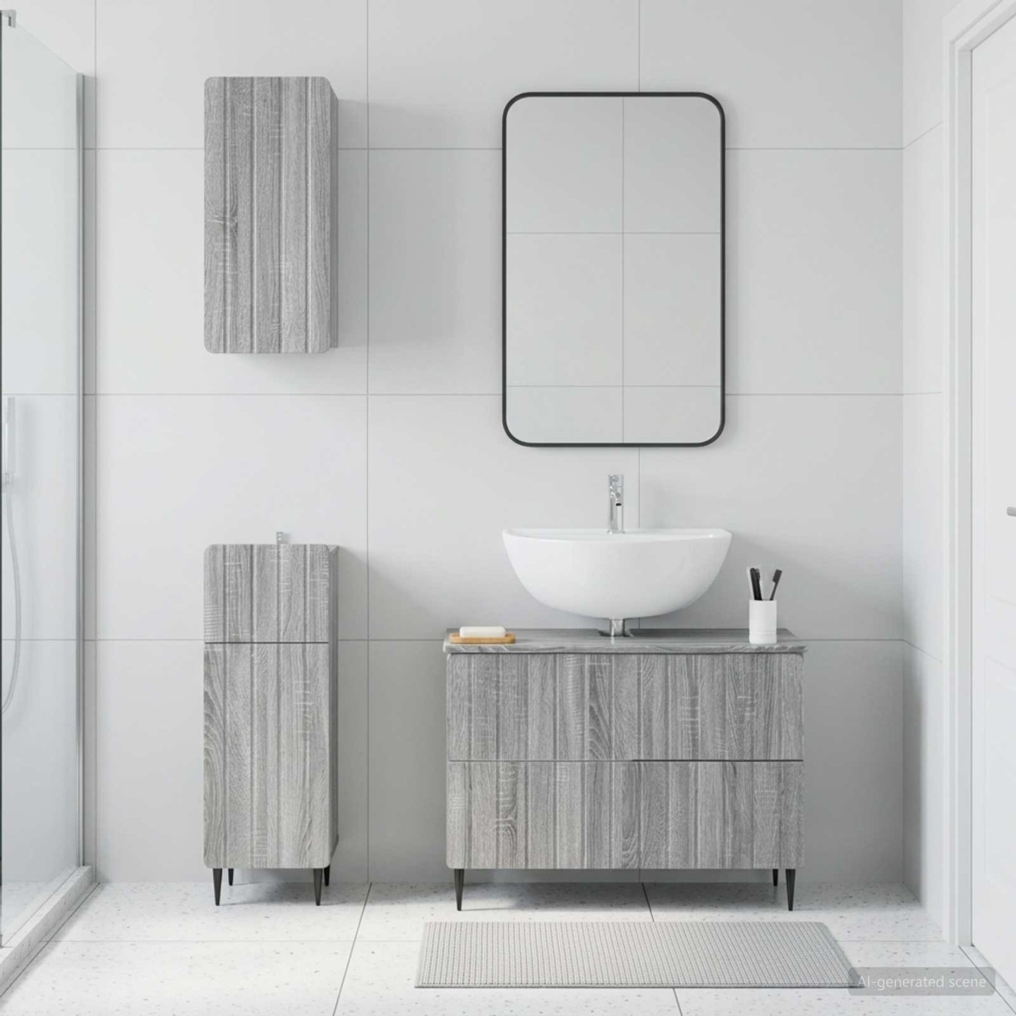 Ensemble de meuble de salle de bain 3 pièces ZWOLLE Sonoma gris