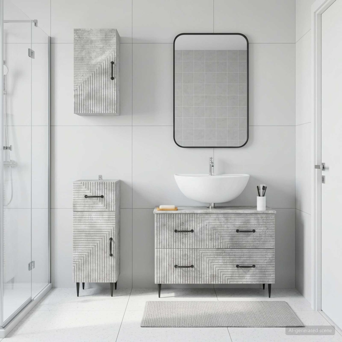 Ensemble de meuble de salle de bain 3 pièces HAARLEM Gris béton