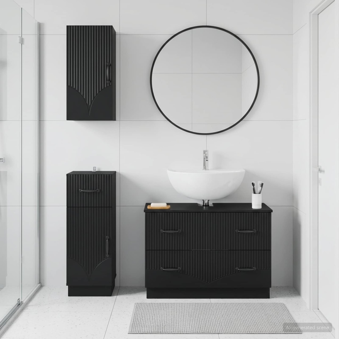 Ensemble de meuble de salle de bain 3 pièces HOORN Noir
