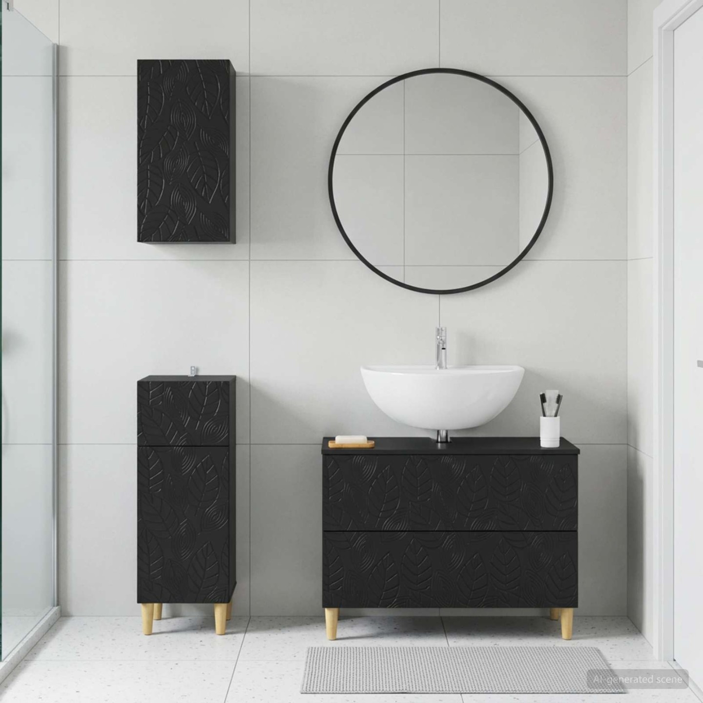 Ensemble de meuble de salle de bain 3 pièces DELFT Noir