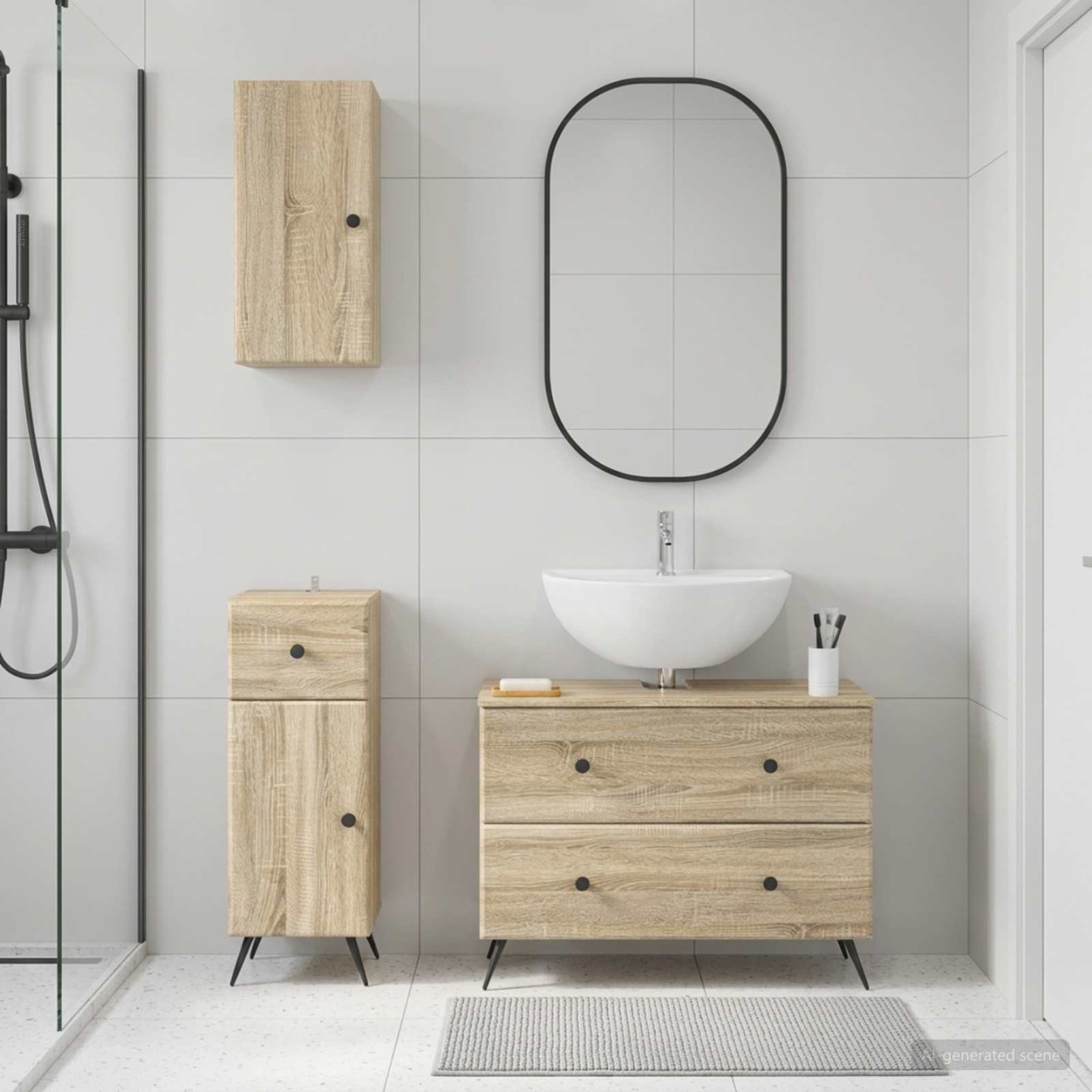 Ensemble de meuble de salle de bain 3 pièces BREDA Chêne Sonoma