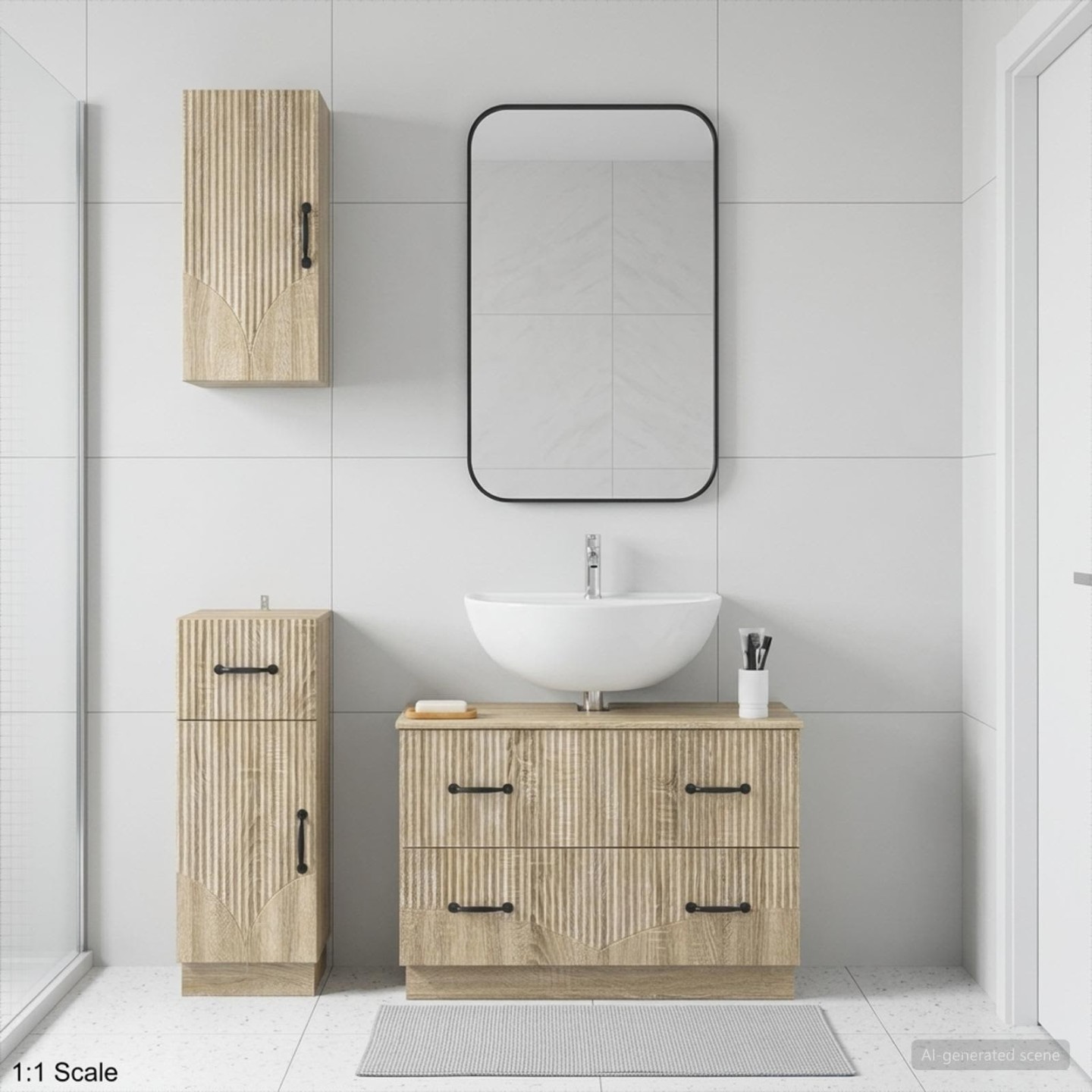 Ensemble de meuble de salle de bain 3 pièces HOORN Chêne Sonoma