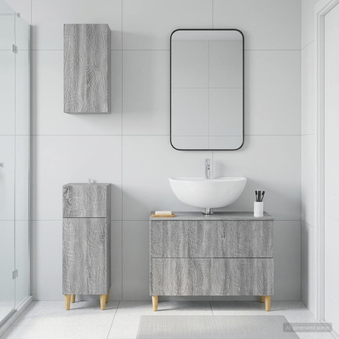 Ensemble de meuble de salle de bain 3 pièces DELFT Sonoma gris