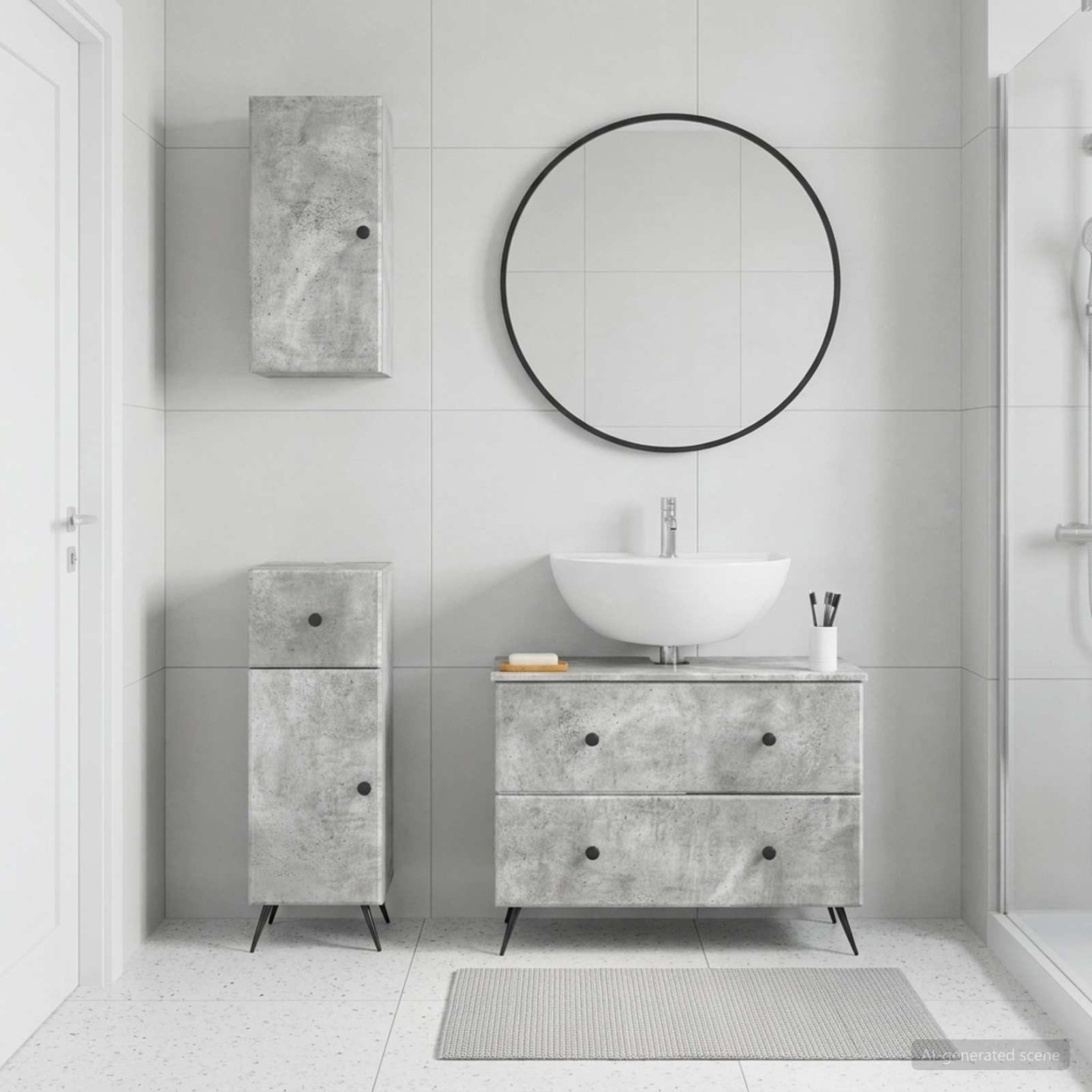 Ensemble de meuble de salle de bain 3 pièces BREDA Gris béton