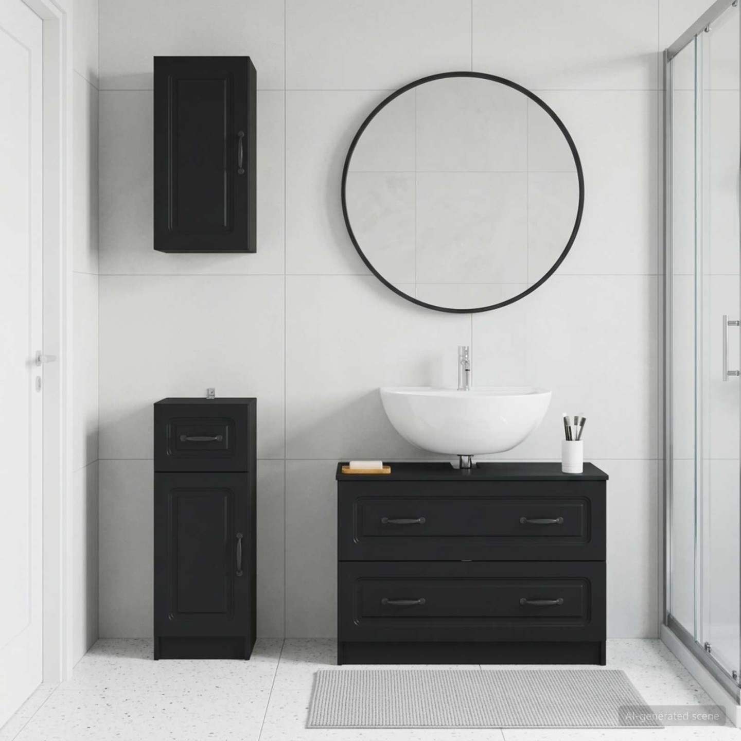 Ensemble de meuble de salle de bain 3 pièces UTRECHT Noir