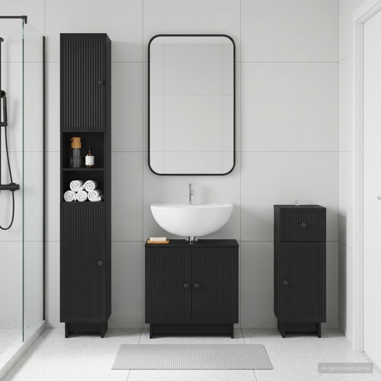 Ensemble de meuble de salle de bain 3 pièces EDE Noir