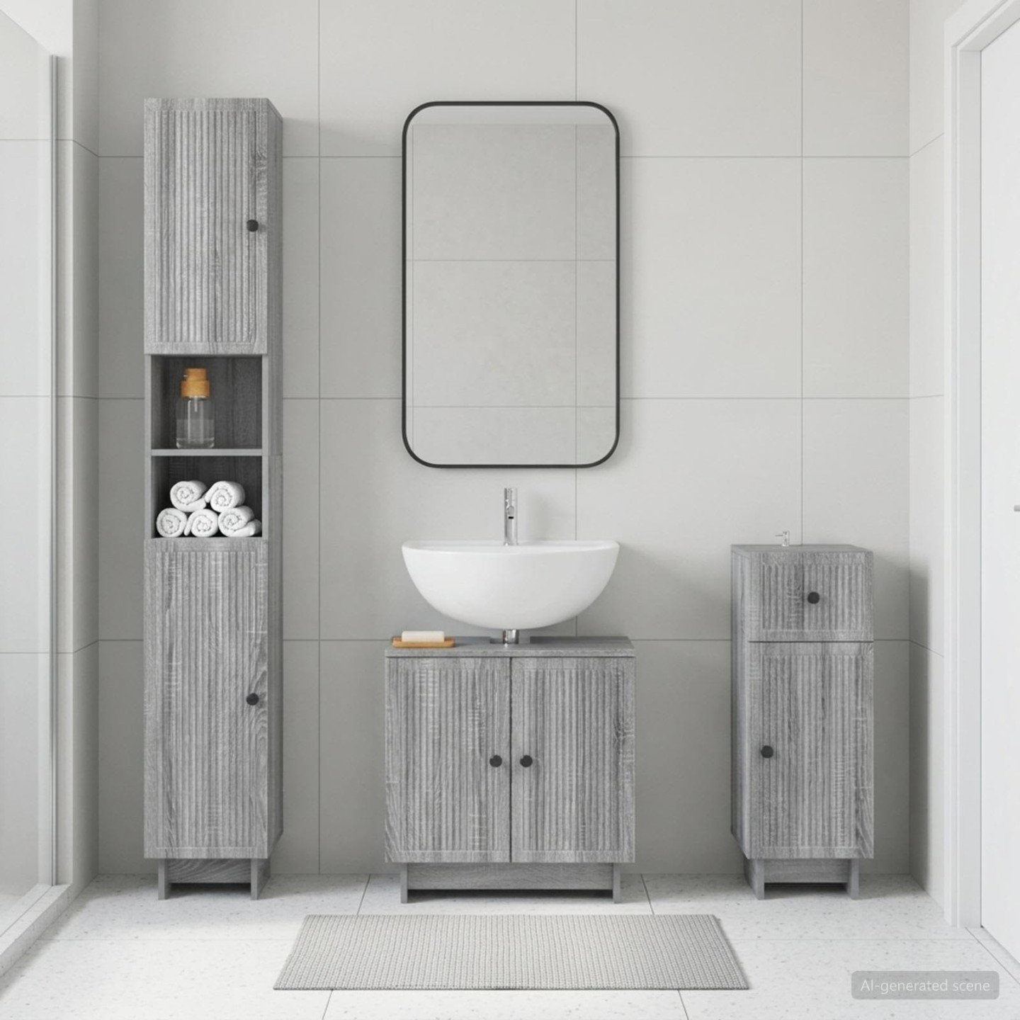 Ensemble de meuble de salle de bain 3 pièces EDE Sonoma gris