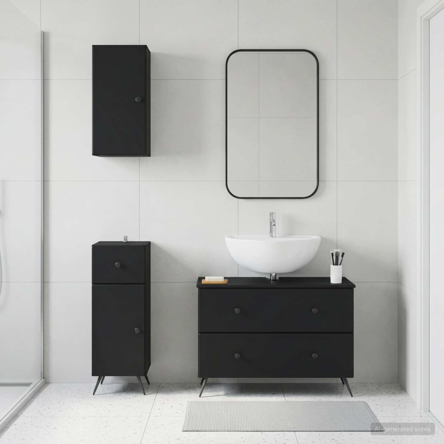 Ensemble de meuble de salle de bain 3 pièces BREDA Noir