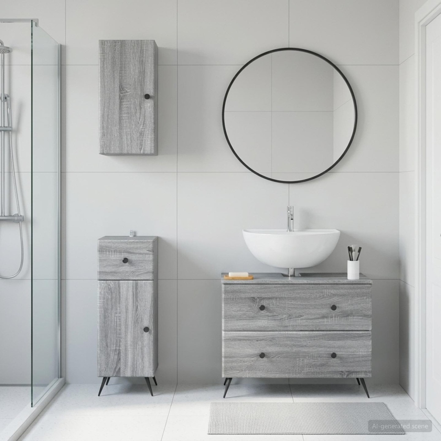 Ensemble de meuble de salle de bain 3 pièces BREDA Sonoma gris
