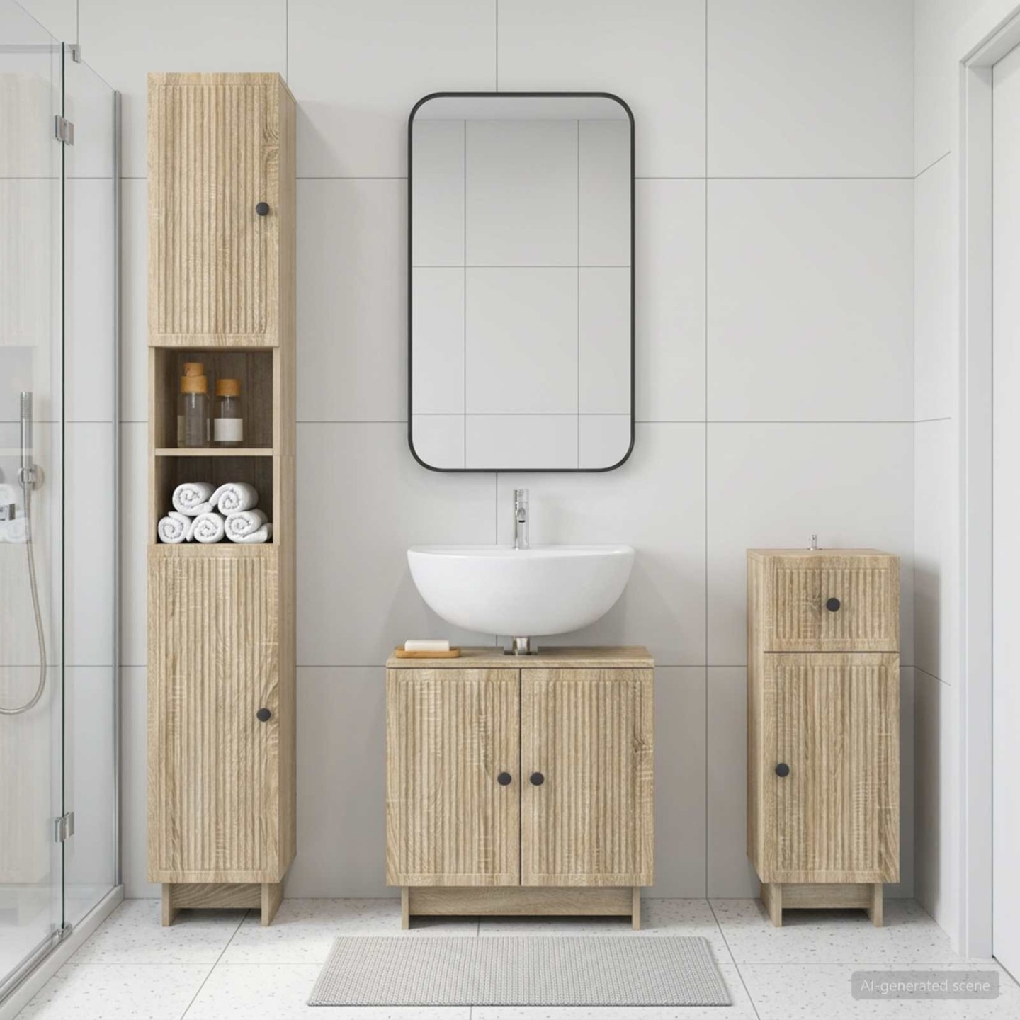 Ensemble de meuble de salle de bain 3 pièces EDE Chêne Sonoma