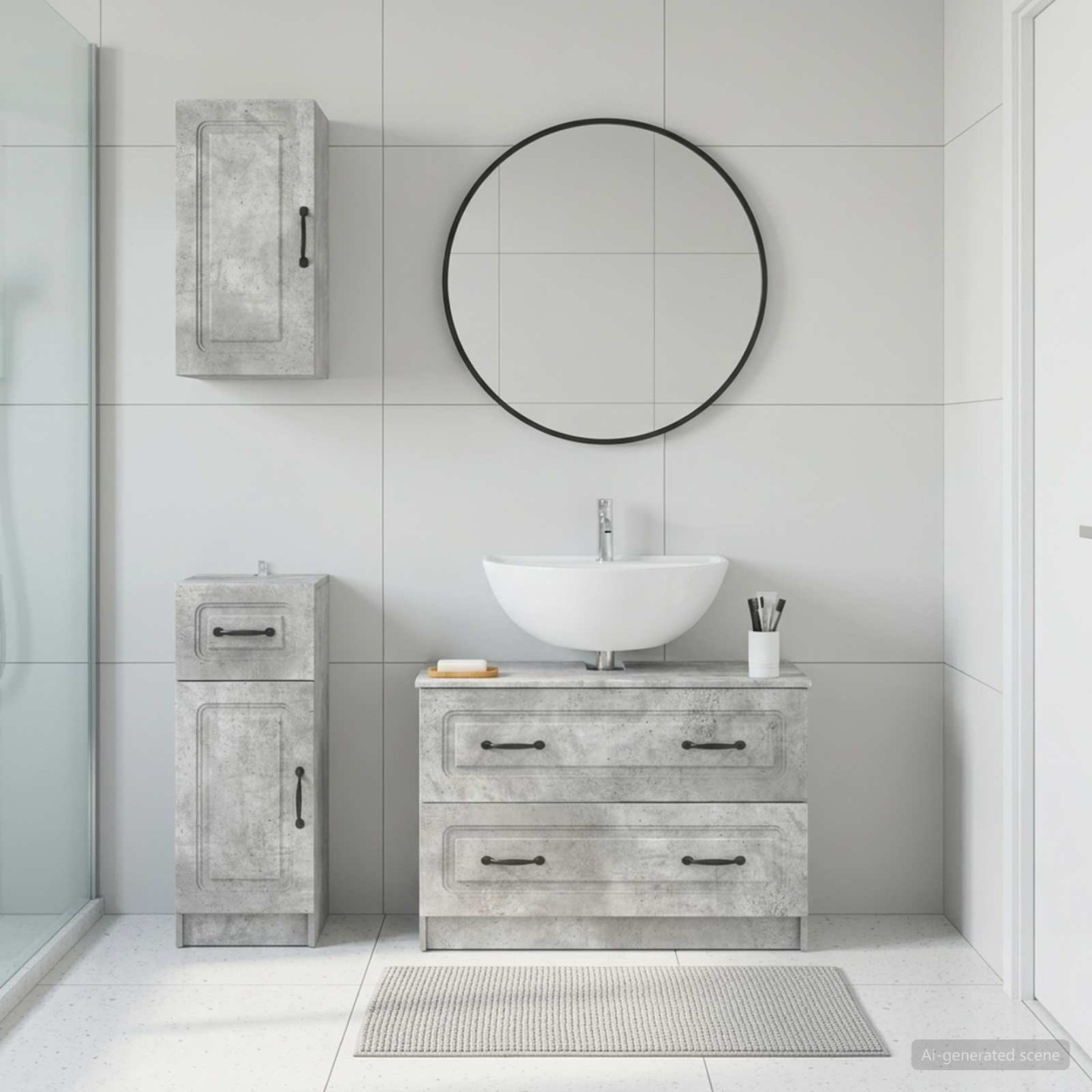 Ensemble de meuble de salle de bain 3 pièces UTRECHT Gris béton