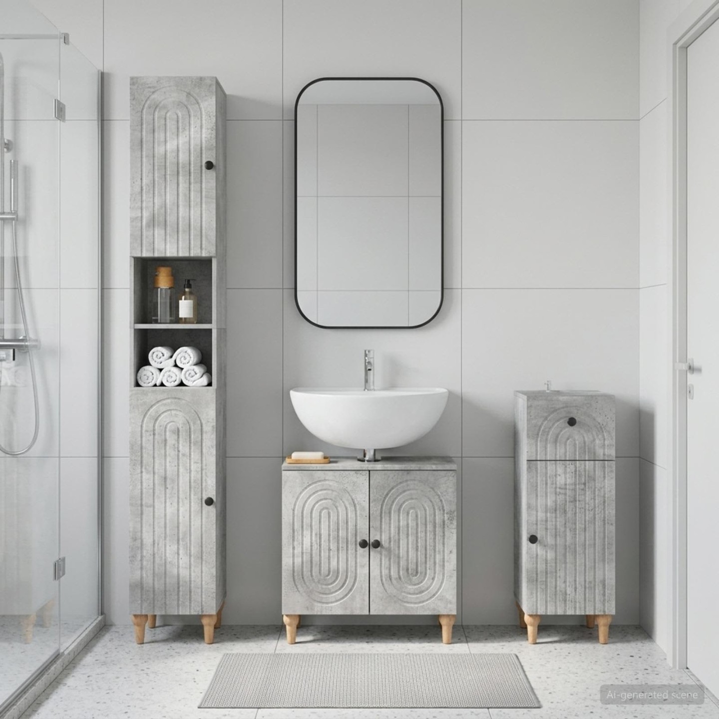 Ensemble de meuble de salle de bain 3 pièces ALKMAAR Gris béton