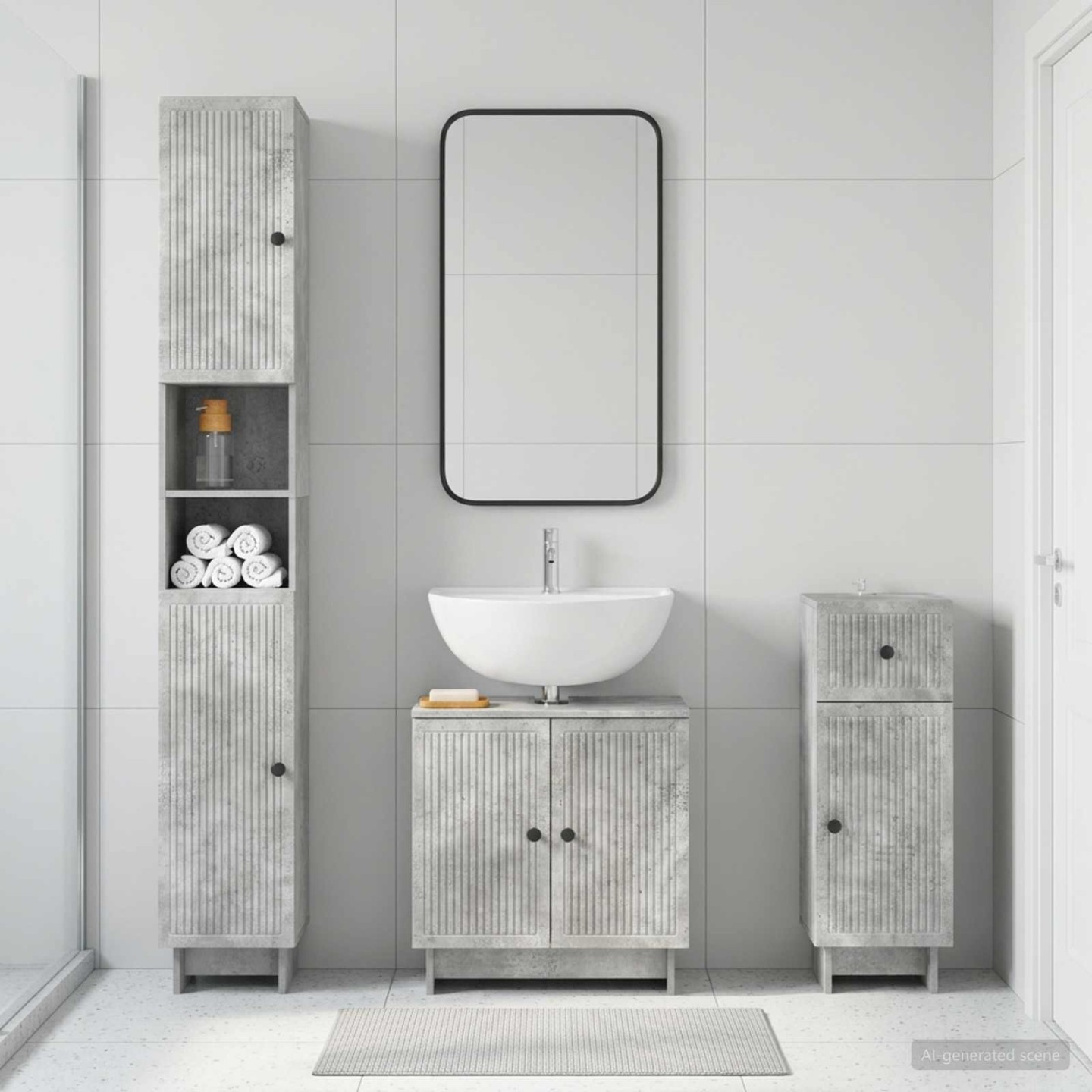 Ensemble de meuble de salle de bain 3 pièces EDE Gris béton