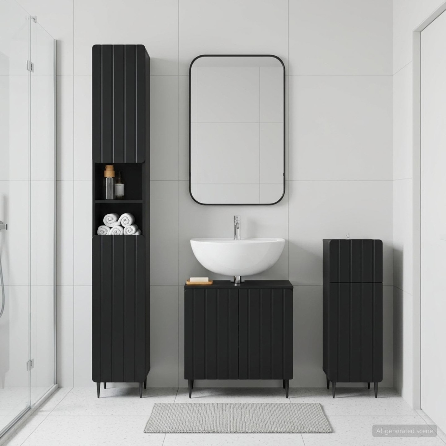 Ensemble de meuble de salle de bain 3 pièces ZWOLLE Noir