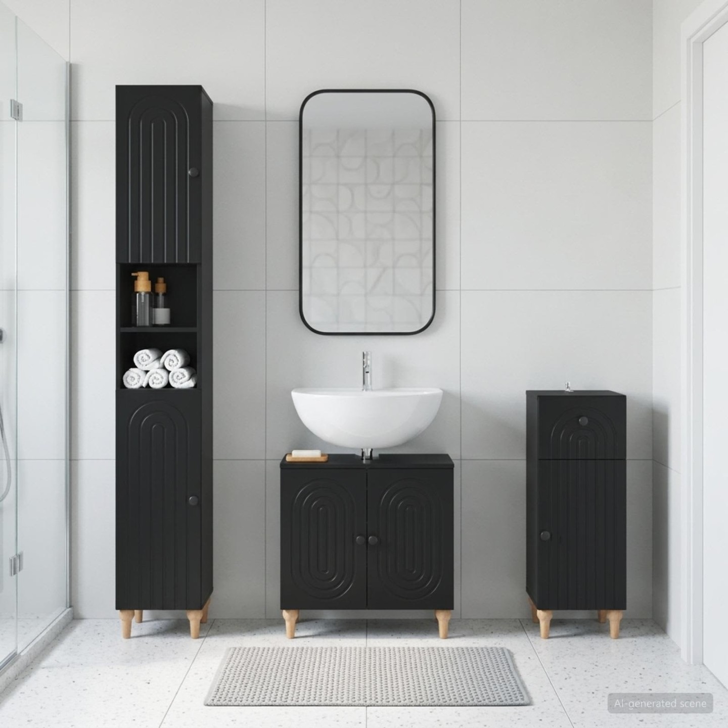 Ensemble de meuble de salle de bain 3 pièces ALKMAAR Noir