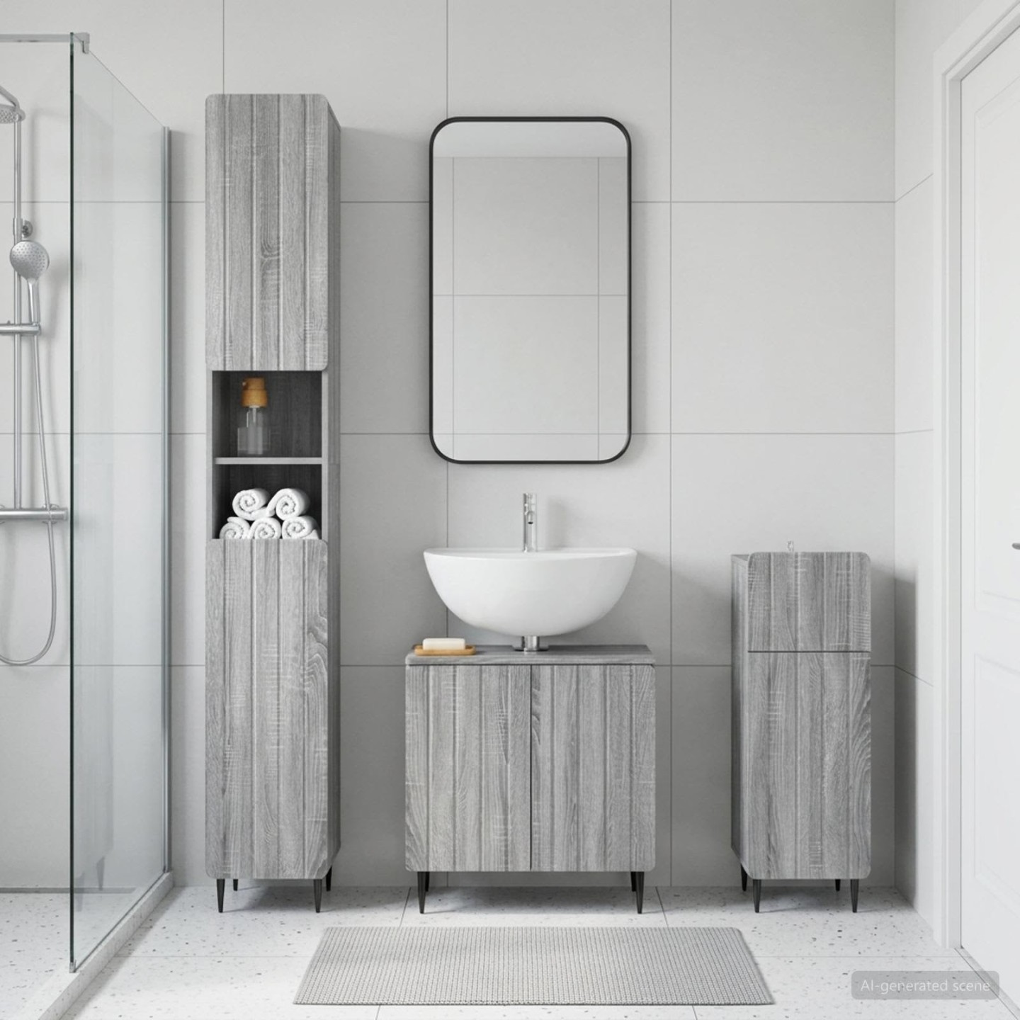 Ensemble de meuble de salle de bain 3 pièces ZWOLLE Sonoma gris